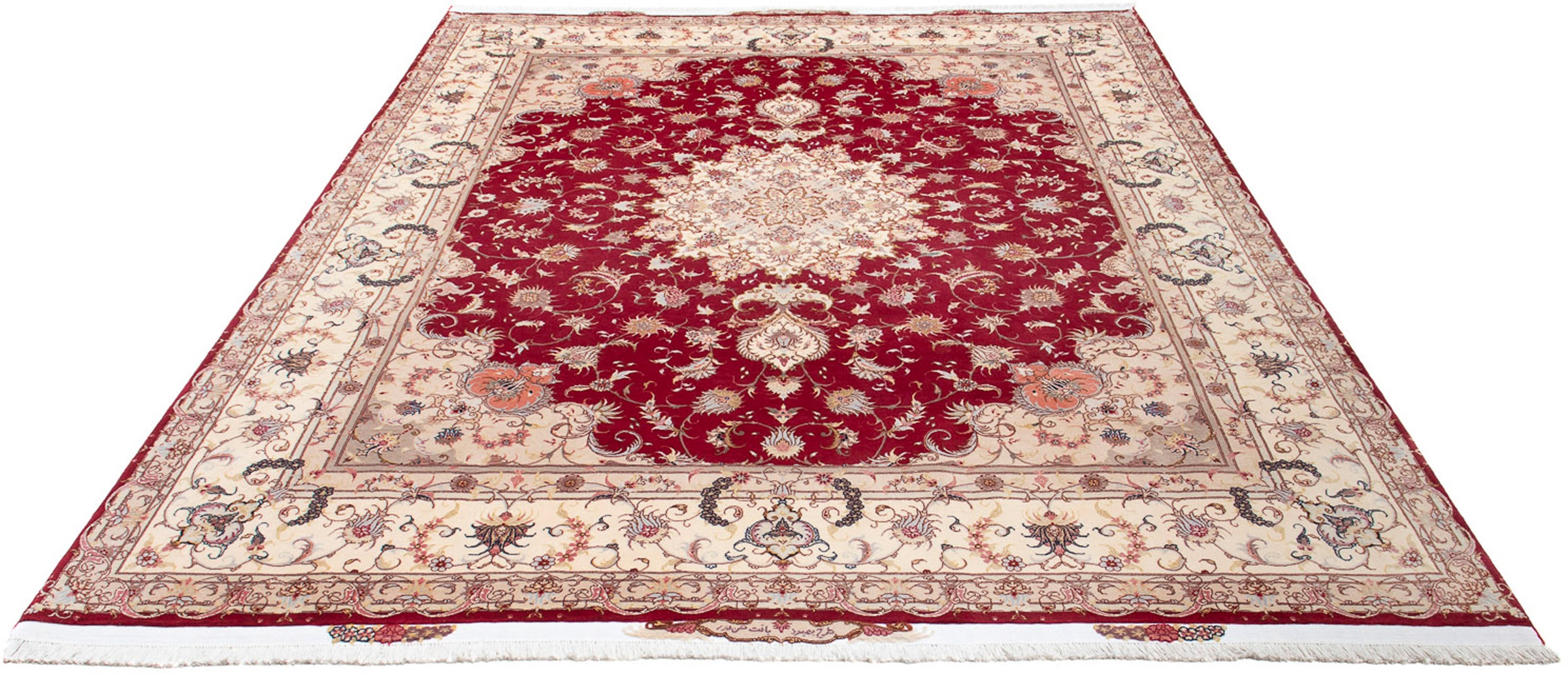 Image of morgenland Orientteppich »Perser - Täbriz - Royal - 305 x 253 cm - dunkelrot«, rechteckig, 7 mm Höhe, Wohnzimmer, Handgeknüpft, Einzelstück mit Zertifikat bei Ackermann Versand Schweiz