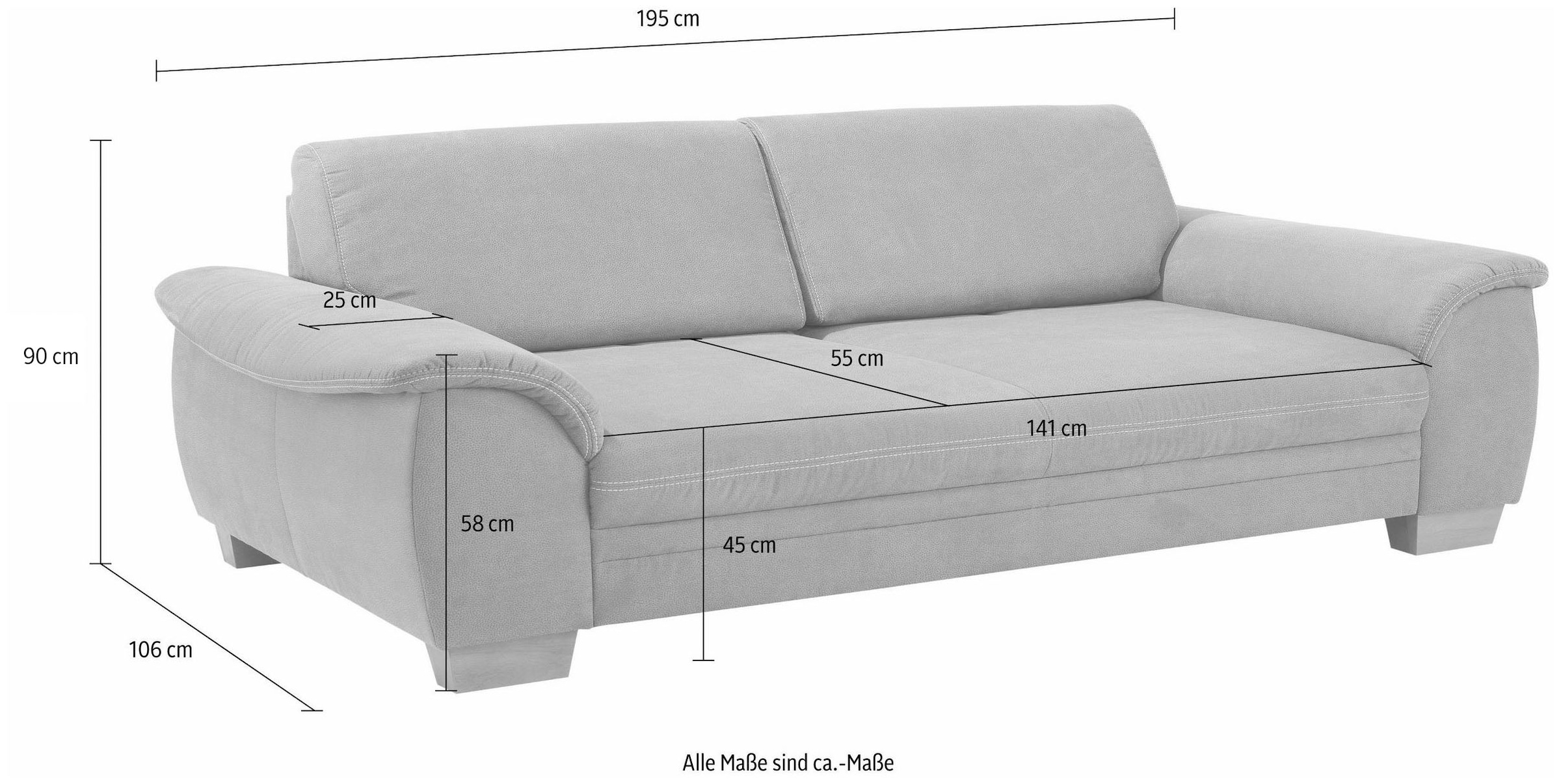 Home affaire 3-places »Husum« mit Sitztiefenverstellung, Kontrastnaht und Federkern