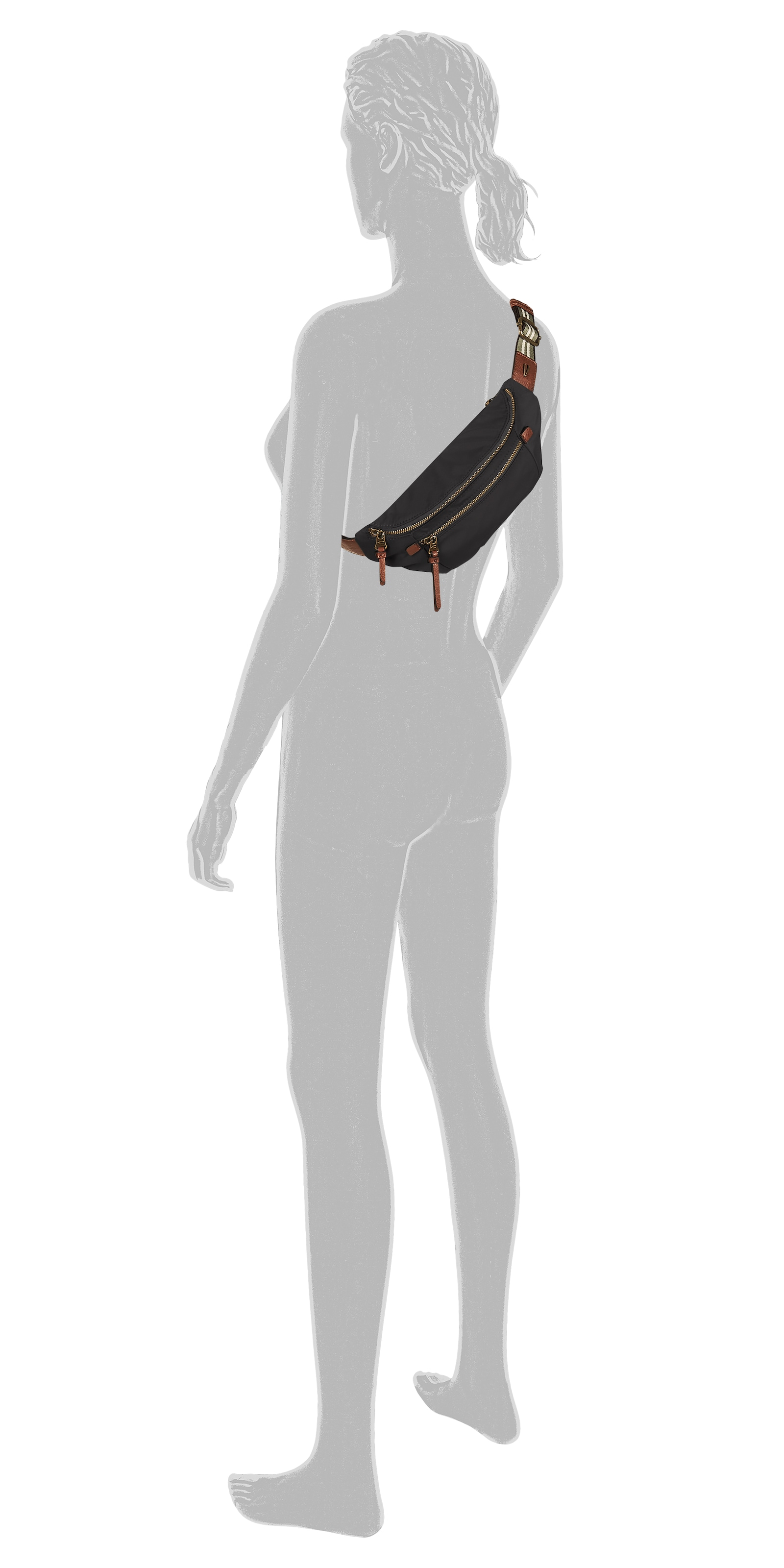 camel active Sac ventral »Bari« aus hochwertigem matten Nylon mit gestreiftem Gewebeband