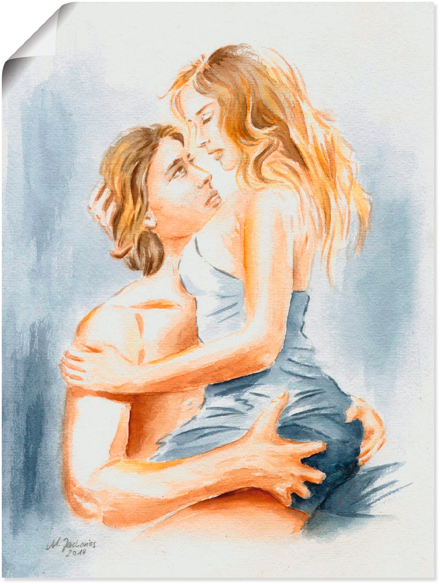 Artland Wandbild »Verliebtes Pärchen - erotisches Aquarell«, Paar, (1 St.), als Leinwandbild, Poster in verschied. Grössen