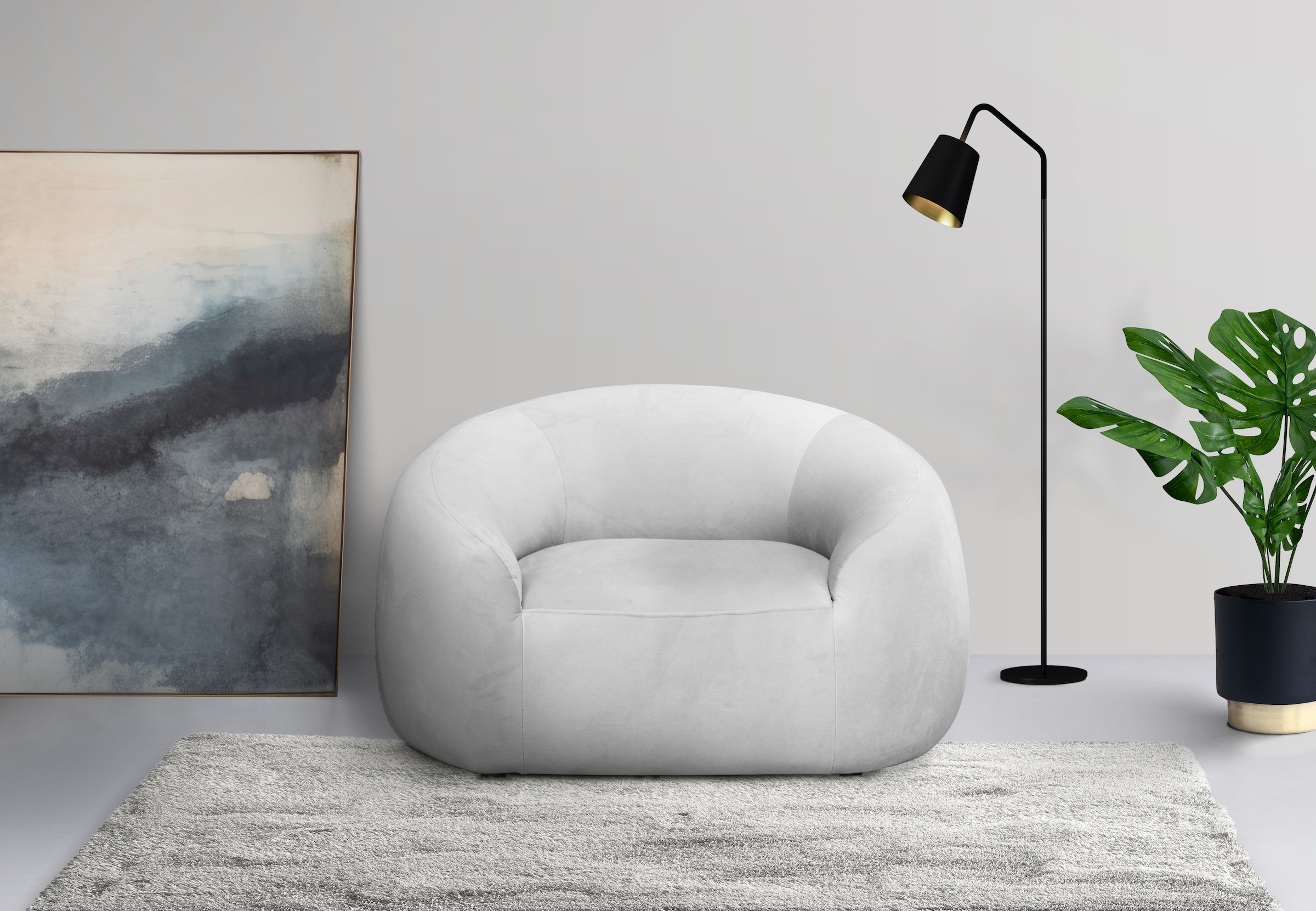 LeGer Home by Lena Gercke Sessel »YANI Relaxsessel, Loungesessel, Masse B/T/H: 127/96/76 cm«, organische Form, mit Wellenunterfederung, auch in Bouclé