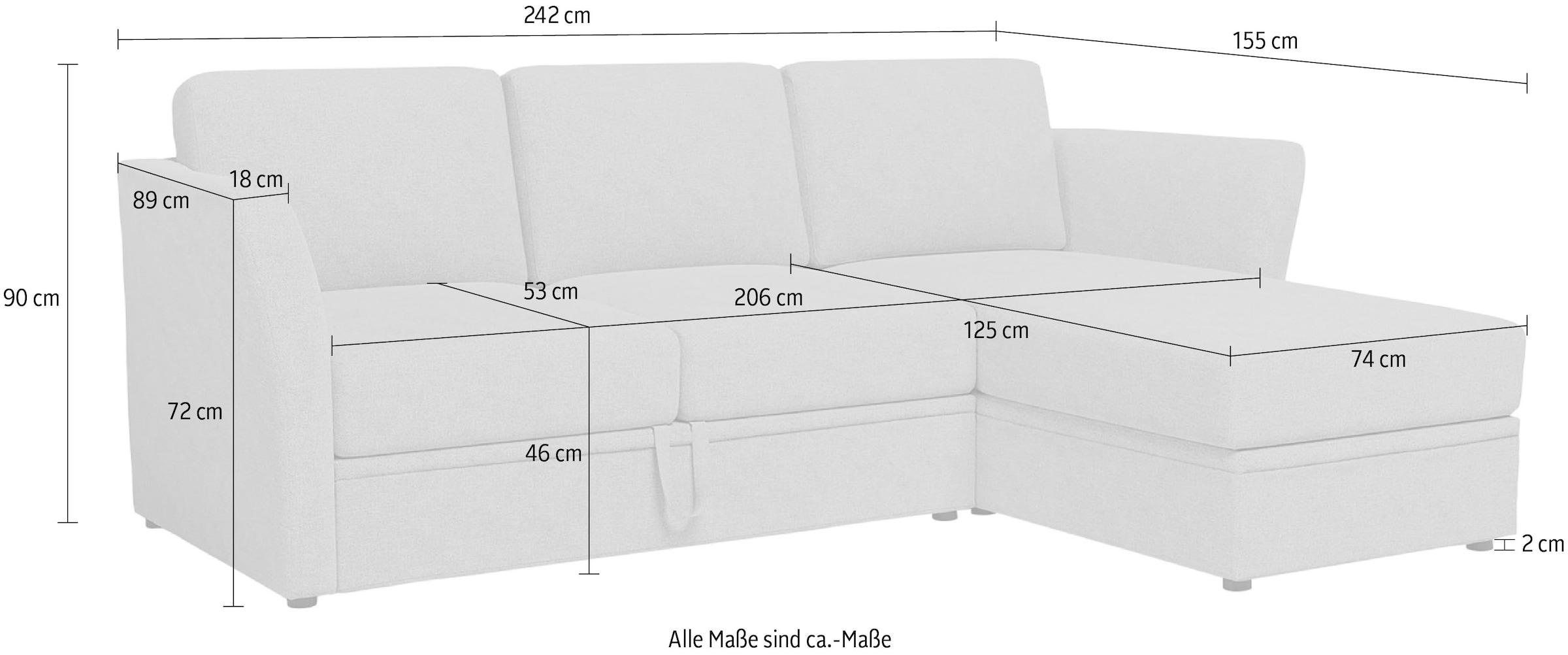 Home affaire Ecksofa »Lavars, L-Form, Schlafsofa« mit Bettfunktion und Stauraum, in zwei verschiedenen Bezugsqualitäten