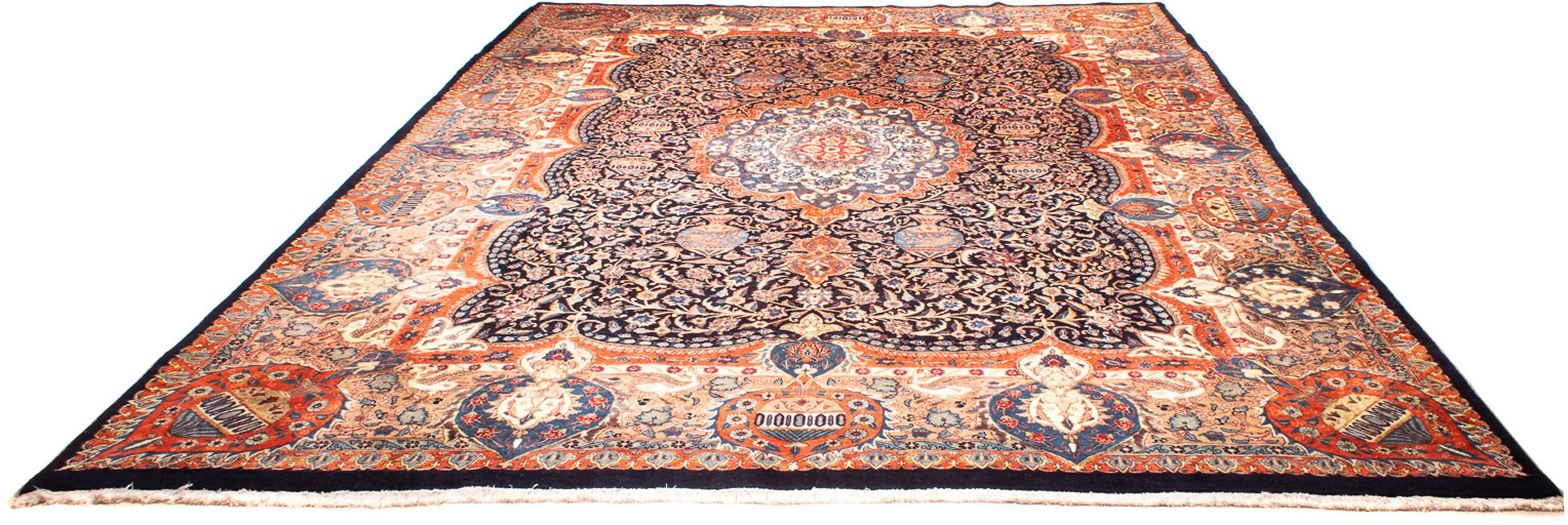 Image of morgenland Orientteppich »Perser - Classic - 400 x 293 cm - dunkelblau«, rechteckig, 10 mm Höhe, Wohnzimmer, Handgeknüpft, Einzelstück mit Zertifikat bei Ackermann Versand Schweiz