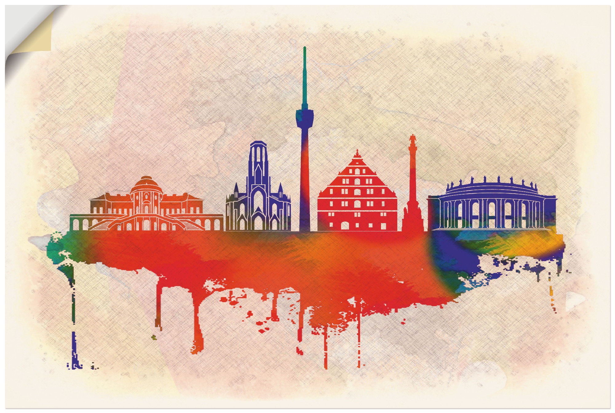 Image of Artland Wandbild »Stuttgart Deutschland Skyline«, Deutschland, (1 St.), in vielen Grössen & Produktarten - Alubild / Outdoorbild für den Aussenbereich, Leinwandbild, Poster, Wandaufkleber / Wandtattoo auch für Badezimmer geeignet bei Ackermann Versand Sch