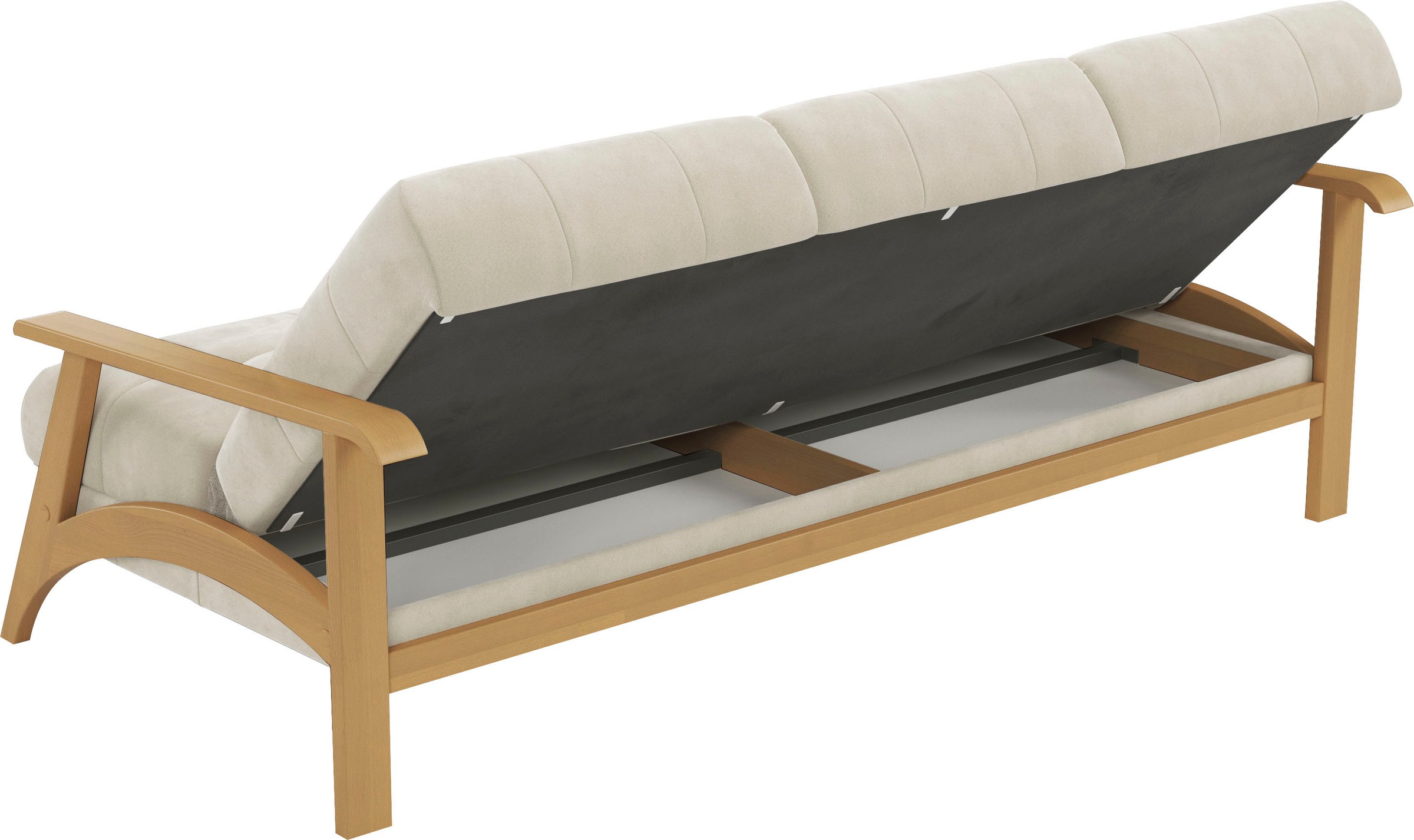 sit&more 3-Sitzer »Billund«, Armlehnen aus eichefarbigem Buchenholz, verschiedene Bezüge und Farben