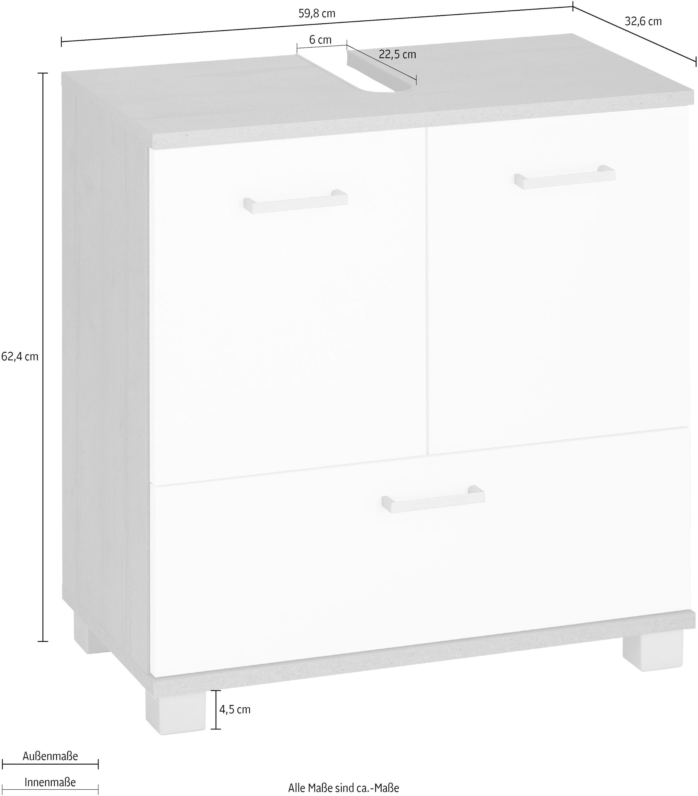 Schildmeyer Waschbeckenunterschrank »Mobes, Made in Germany«, Breite 60 cm, Badschrank Badezimmerschrank WBU Unterschrank