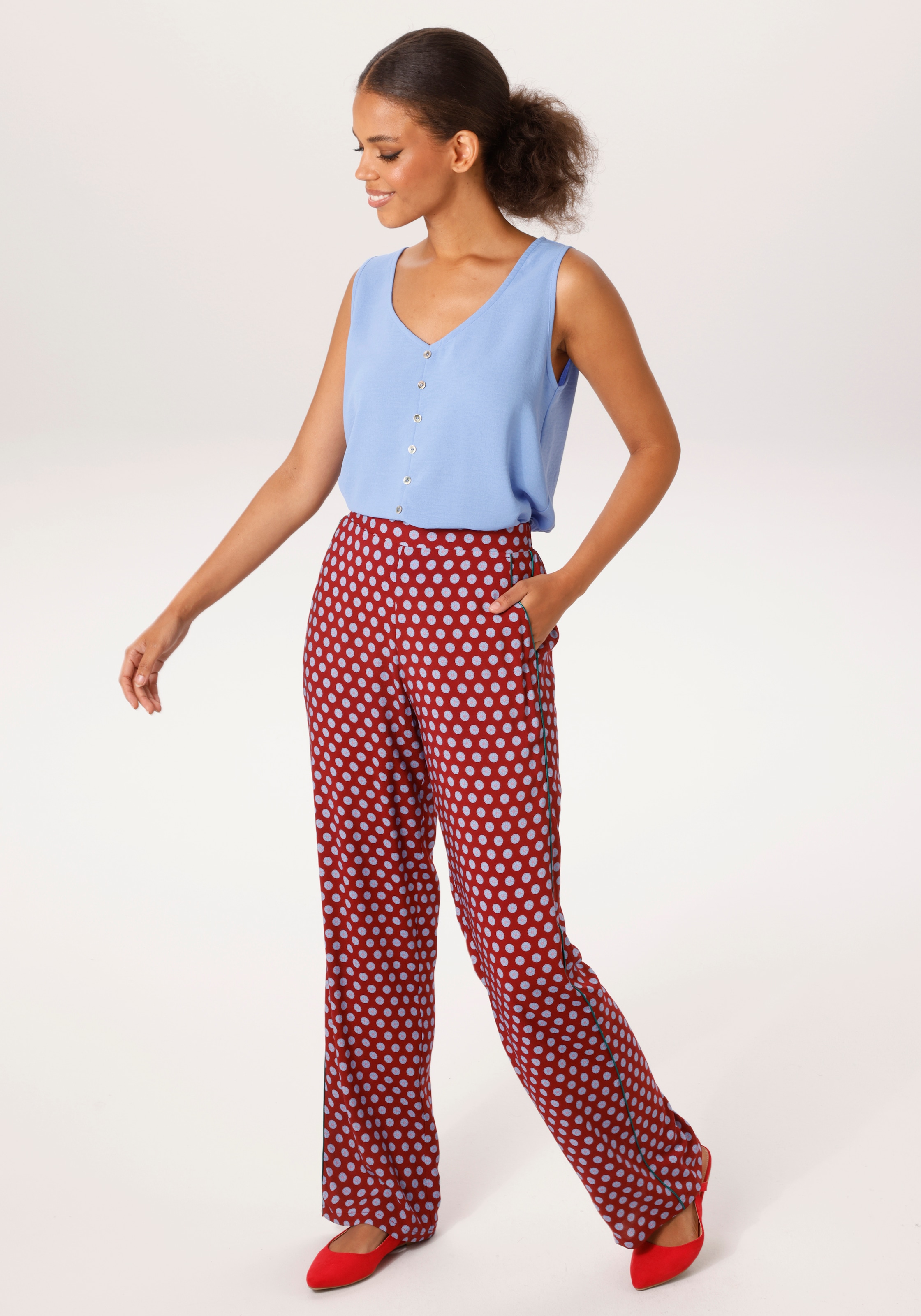 Aniston CASUAL Schlupfhose  allover mit gemusterten Punkten bedruckt - NEUE KOLLEKTION