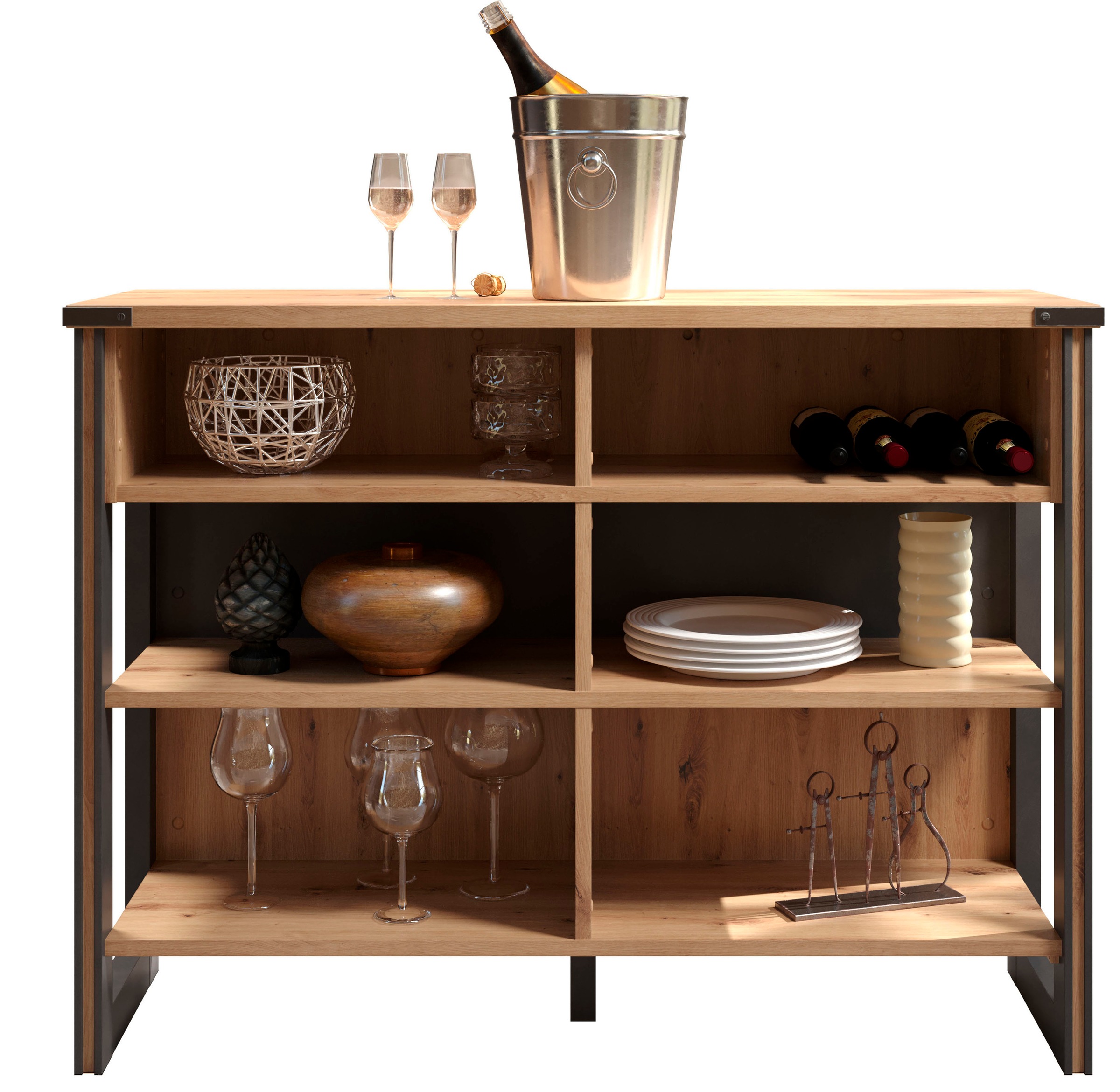 Home affaire Barschrank »Mia«, (1 St.), Bartisch mit 6 praktischen Fächern - Masse (B/T/H) 140/48/105 cm