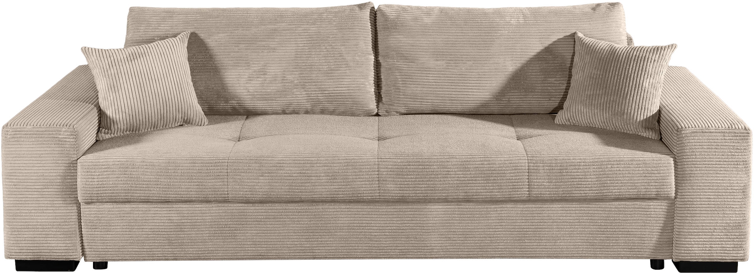 COLLECTION AB Schlafsofa »Kreta, B: 248 cm, Liegefl. 137x195 cm« Schlaffunktion, Bettkasten & 2 Zierkissen, optional mit Topper