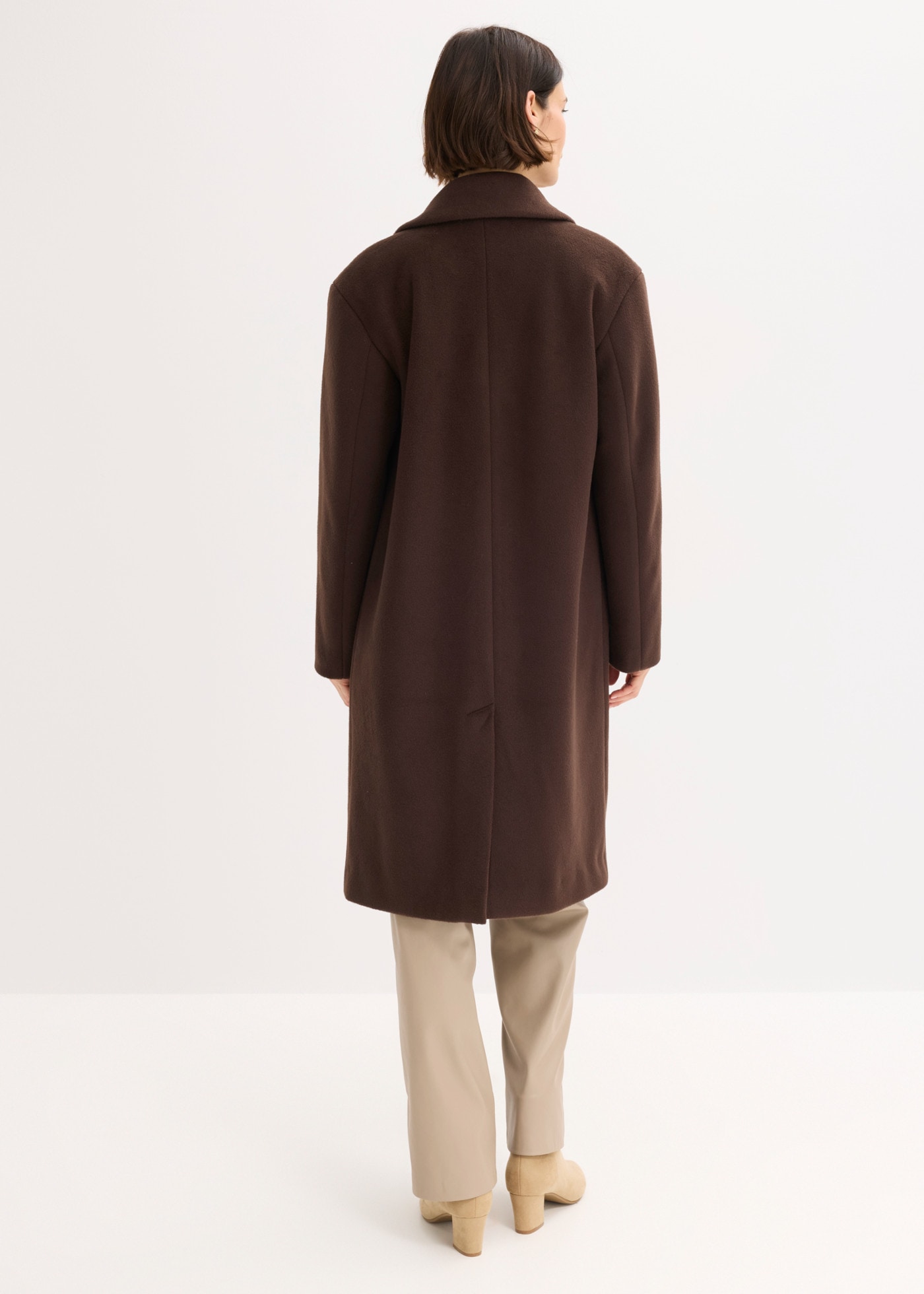 bonprix Manteau court en imitation de laine, coupe décontractée, avec col à revers, festif