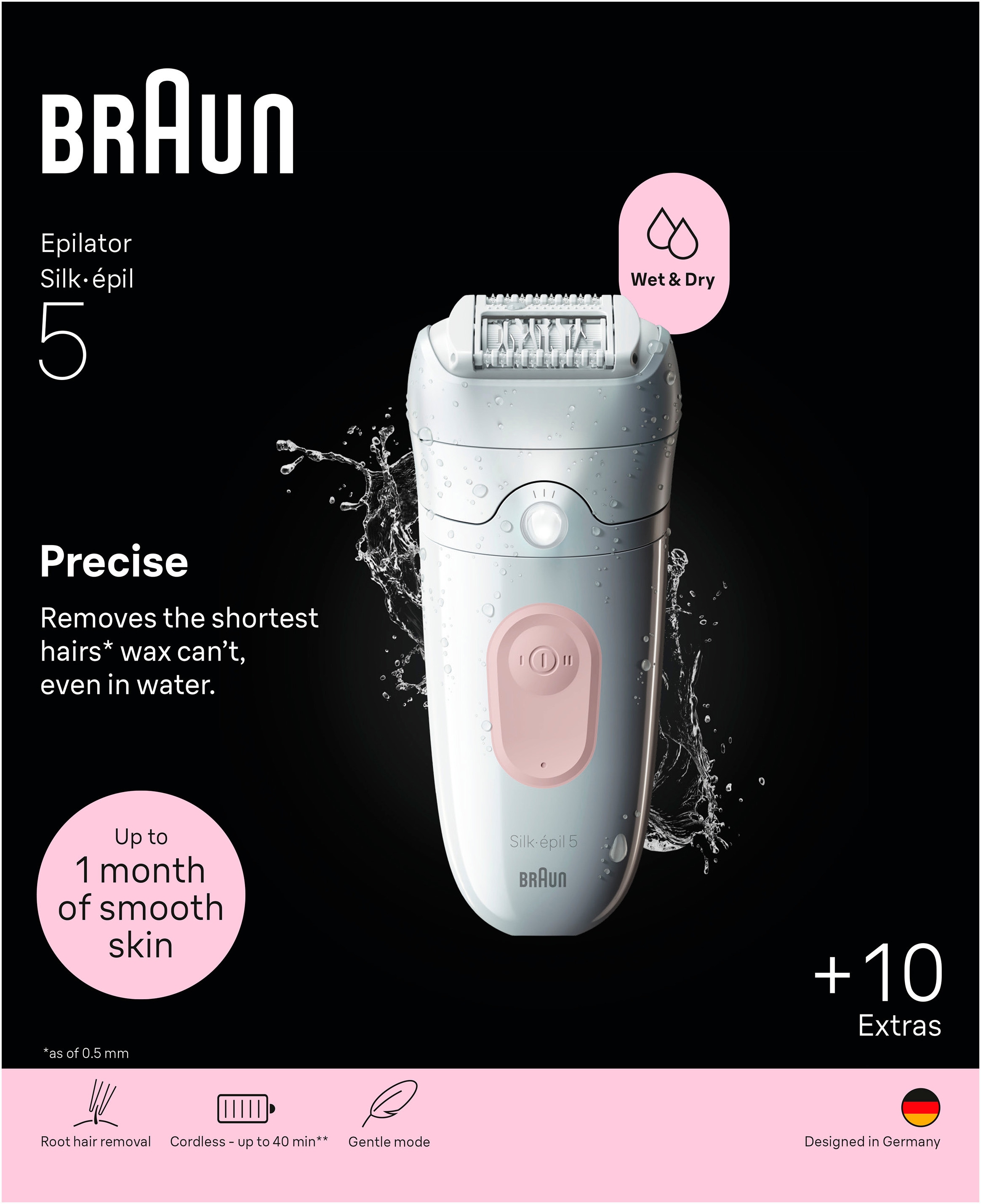Braun Epilierer »Silk-épil 5 SE5-251 (Modell 2026) 5-060 (Modell 2025)« mit Rasieraufsatz, Trimmeraufsatz und Peeling Aufsätzen