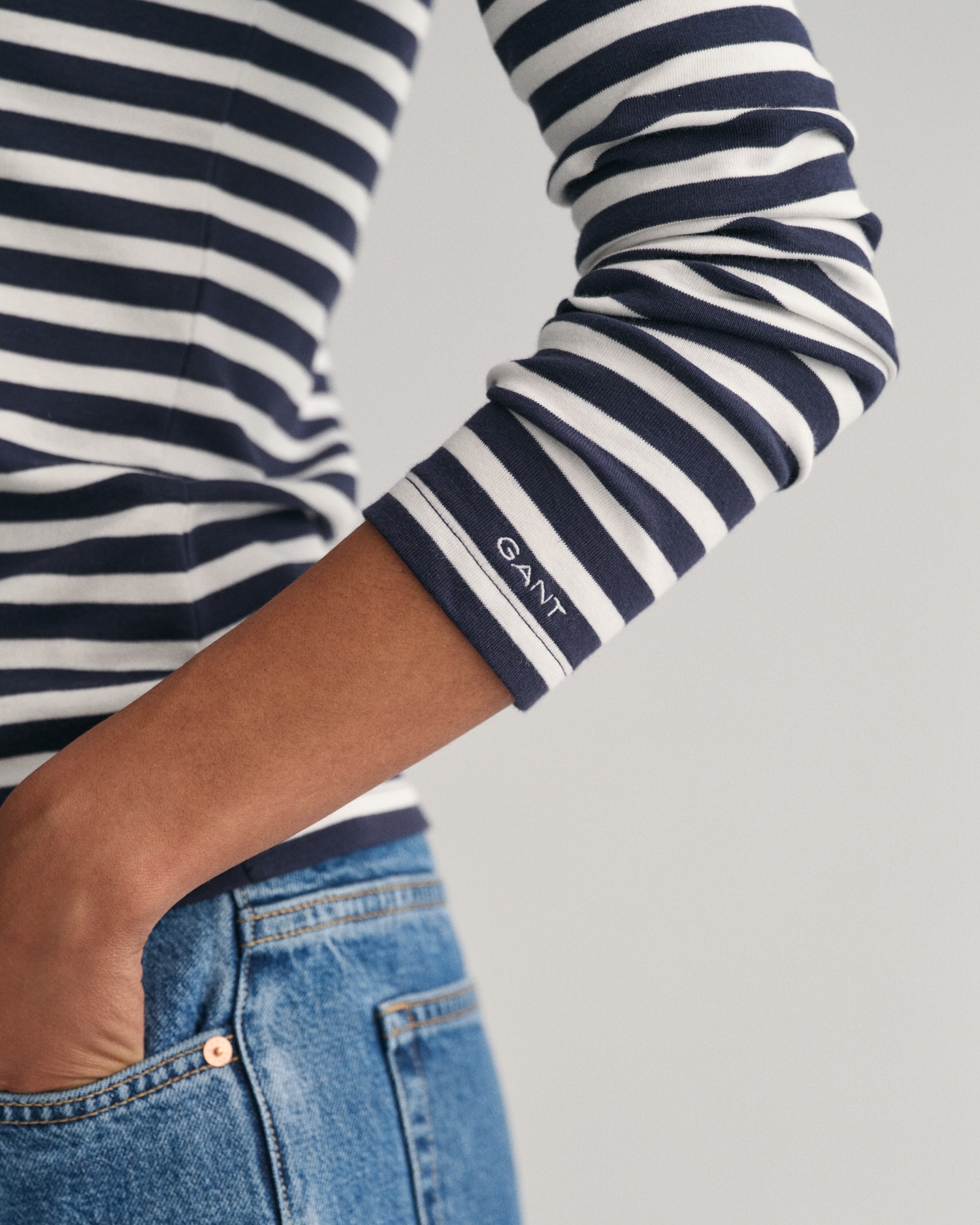 Gant Langarmshirt »SLIM STRIPED 1X1 RIBBED LS T-SHIRT«