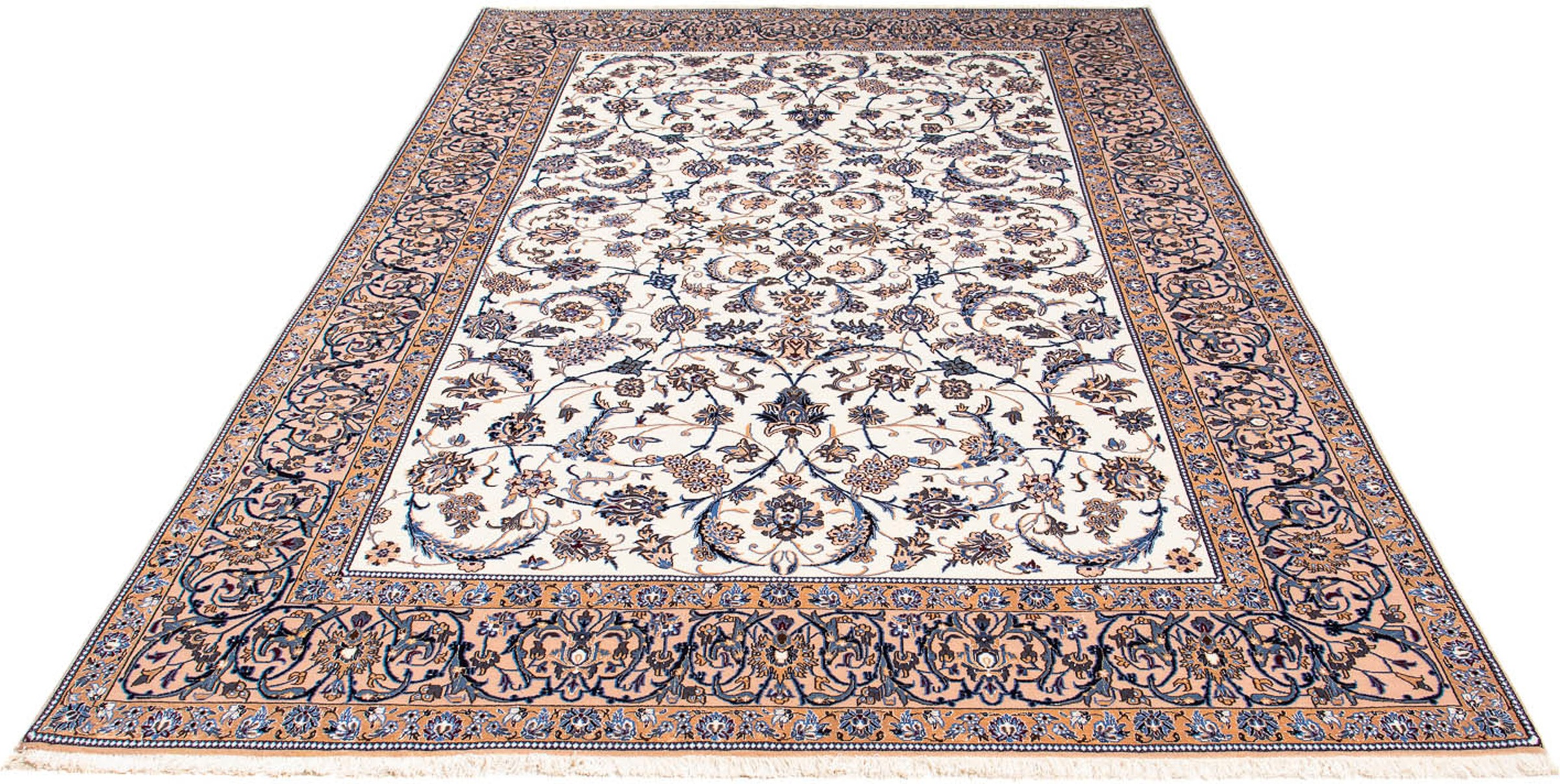 Image of morgenland Orientteppich »Perser - Nain - Premium - 263 x 170 cm - beige«, rechteckig, 6 mm Höhe, Wohnzimmer, Handgeknüpft, Einzelstück mit Zertifikat bei Ackermann Versand Schweiz