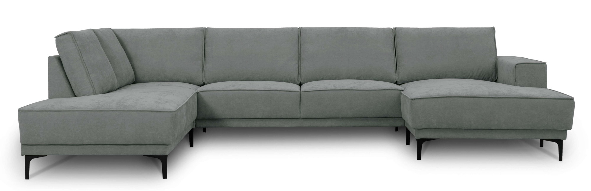 GOODproduct Wohnlandschaft »XXL Sofa Oland, Struktur, Flachgewebe, Luxus-Microfaser, Boucle« U-Form, 345 cm, Wellenunterfederung, Skandi-Design, Metallfüsse