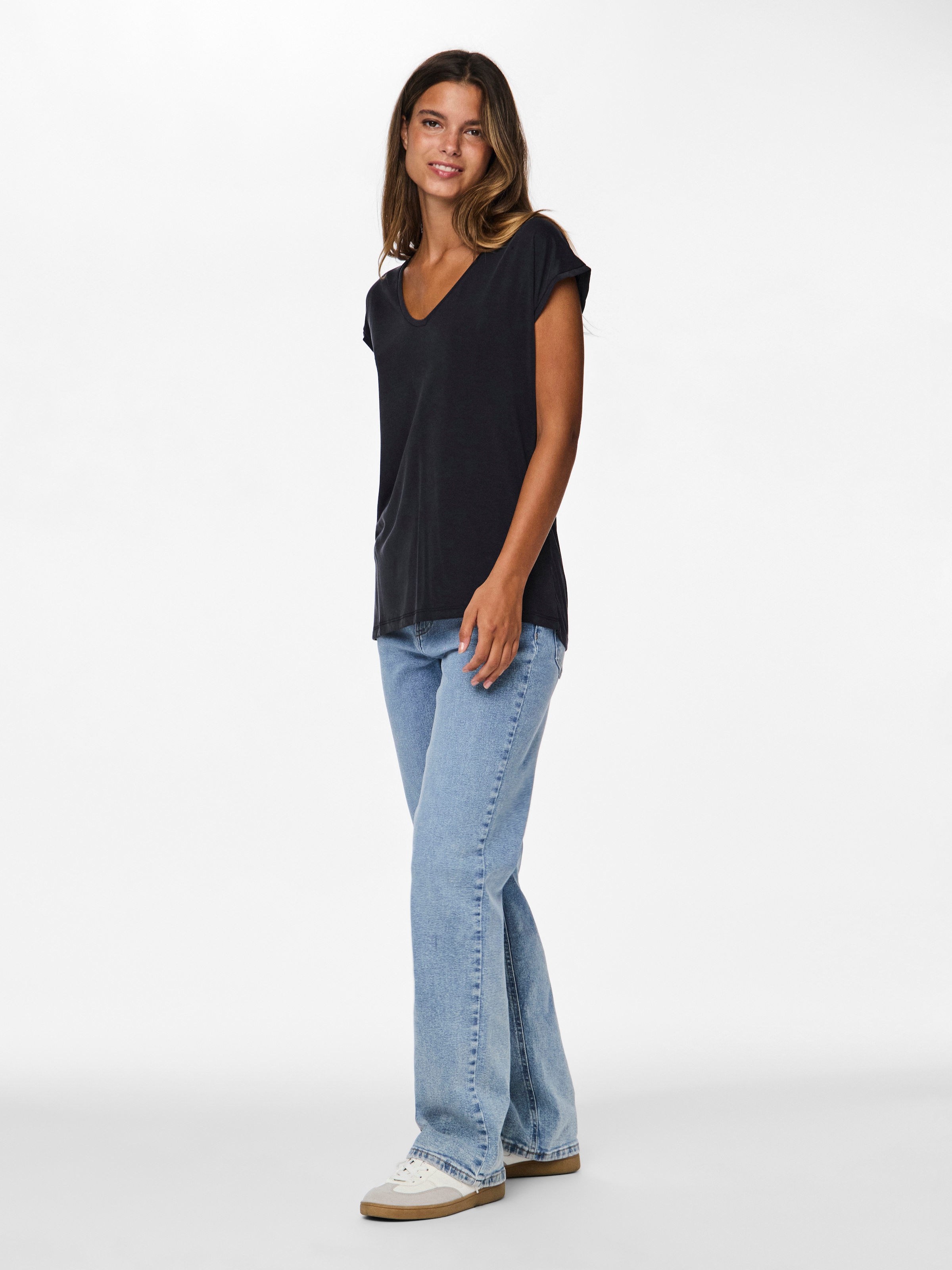 pieces T-shirt à manches courtes »PCKAMALA TEE NOOS BC« Materialmix, regular fit