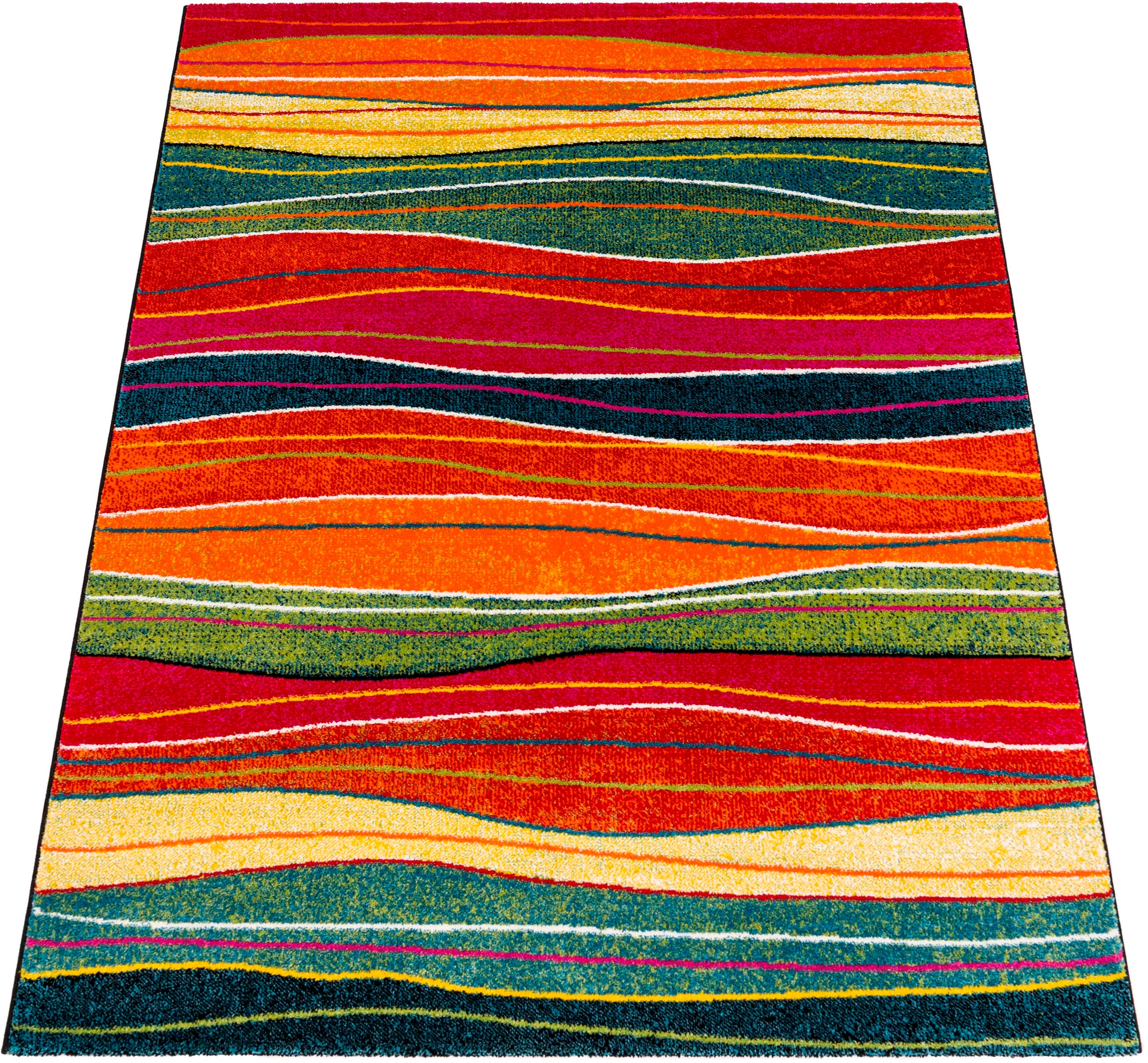 Image of Paco Home Teppich "Canvas 773" rechteckig 16 mm Höhe Kurzflor, moderner Streifen, ideal im Wohnzimmer & Schlafzimmer