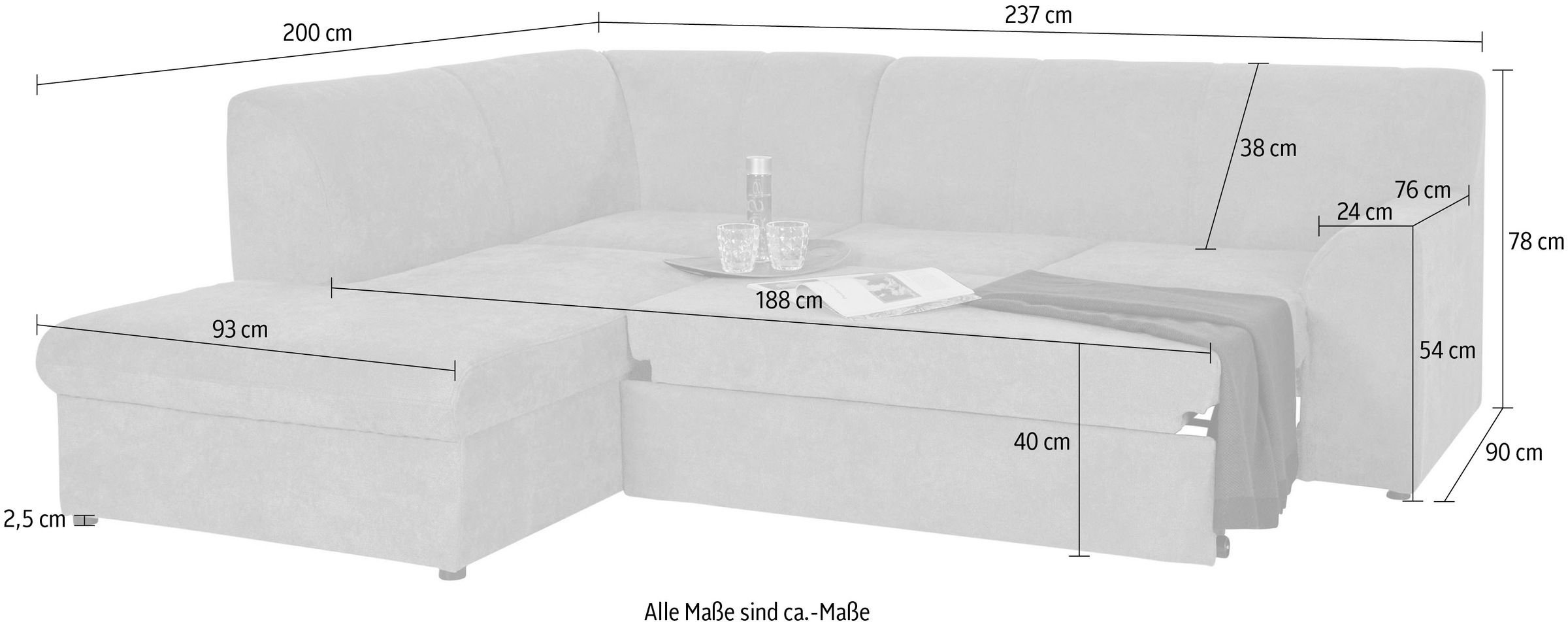 DOMO collection Ecksofa »Topper L-Form«, mit Ottomane, wahlweise mit Schlaffunktion