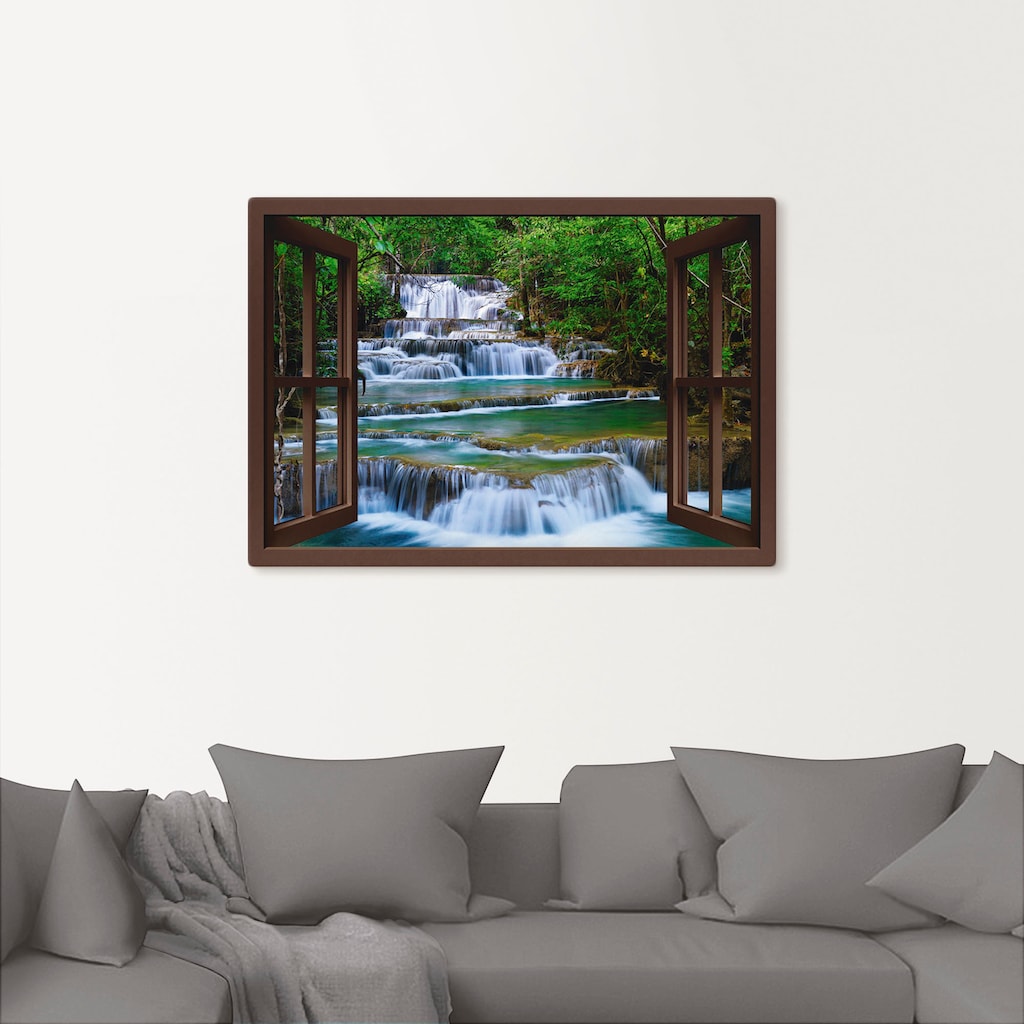 Artland Wandbild »Fensterblick Wasserfall in Kanchanaburi«, Fensterblick, (1 St.)