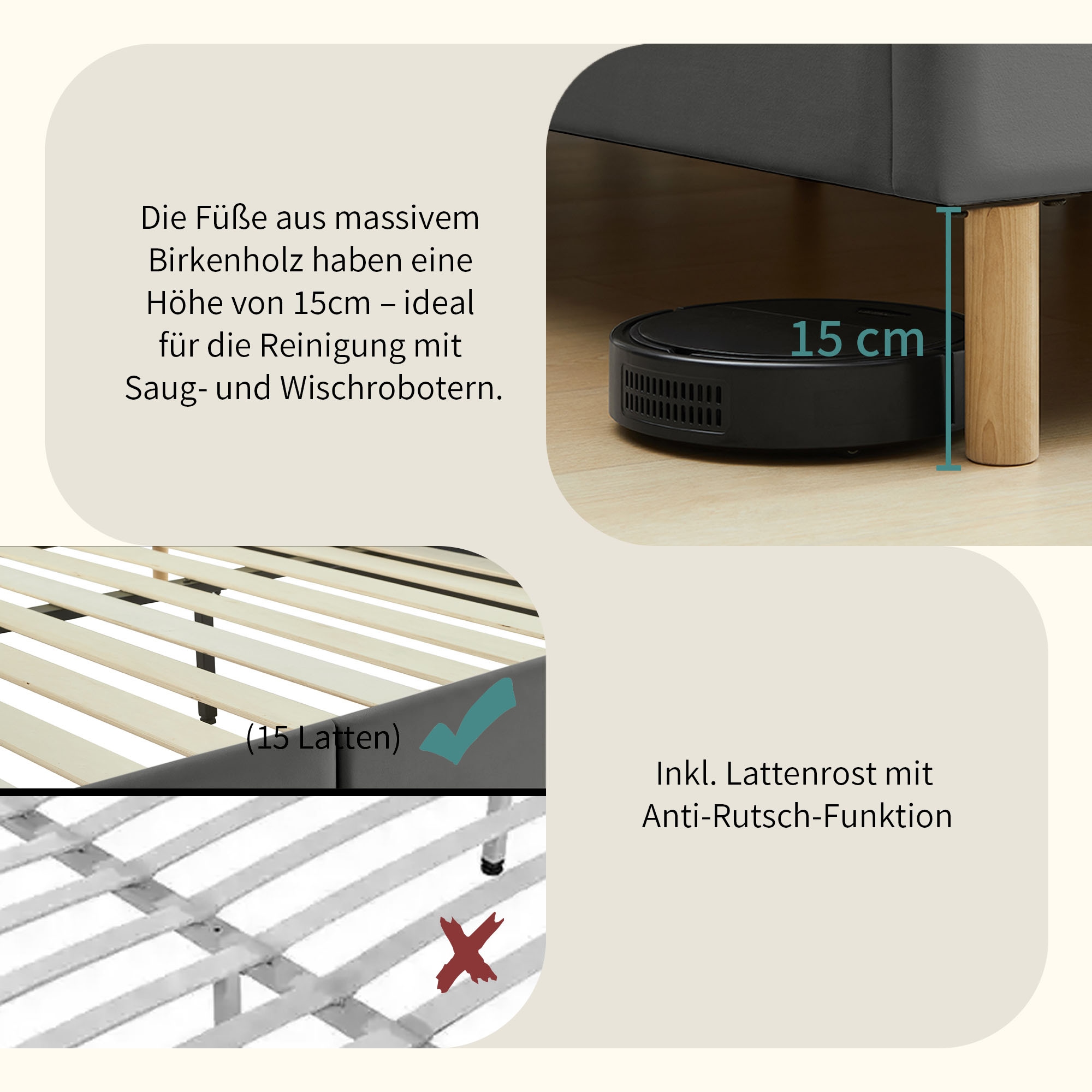 Home affaire Lit rembourré »Armandine inkl. Lattenrost« Kopfteil mit Cordbezug, erhältlich in den Breiten 140cm & 180cm