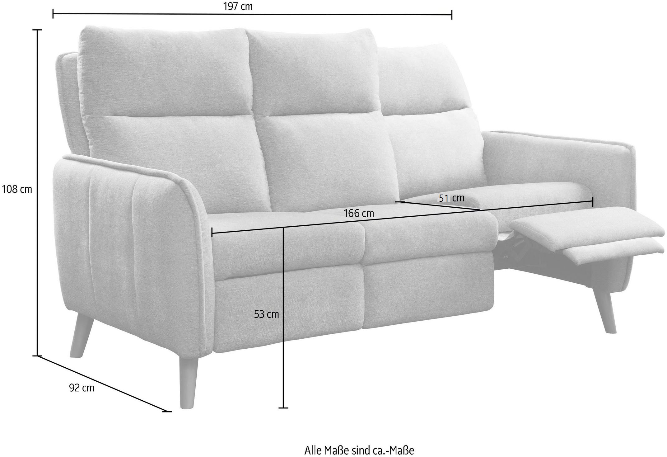 ATLANTIC home collection 3-Sitzer »Neo«, im skandinavischem Design mit 2 Relaxfunktionen und Taschenfederkern