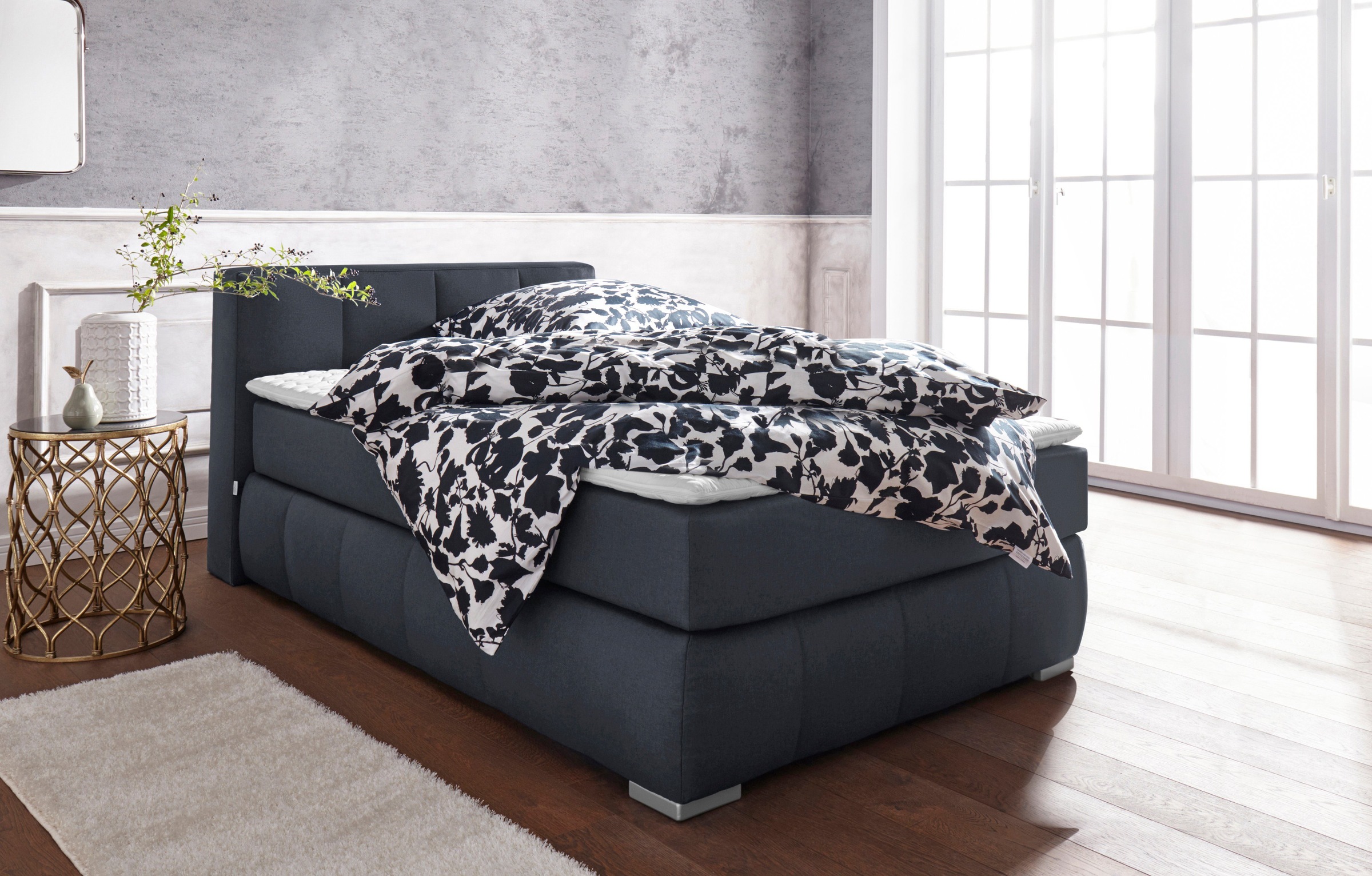 Home affaire Boxspringbett »Chelles« inkl. Topper,,  in XXL- Überlänge 220 cm, Unterbox mit feine Wölbung