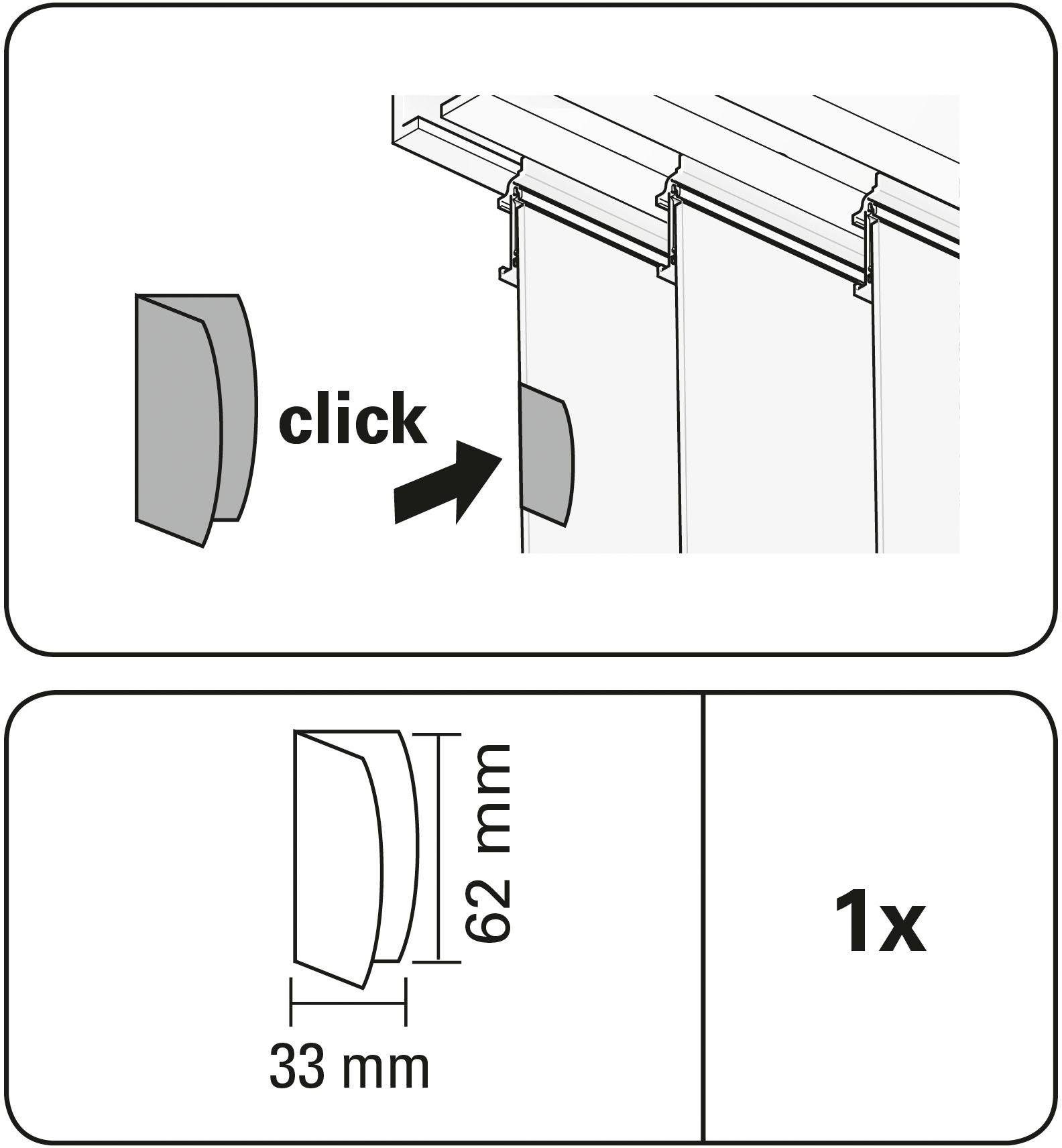 GARDINIA Magnetgriff »Magnet-Clip«, (1 St.), Serie Flächenvorhang-Technik Atlanta 3-läufig