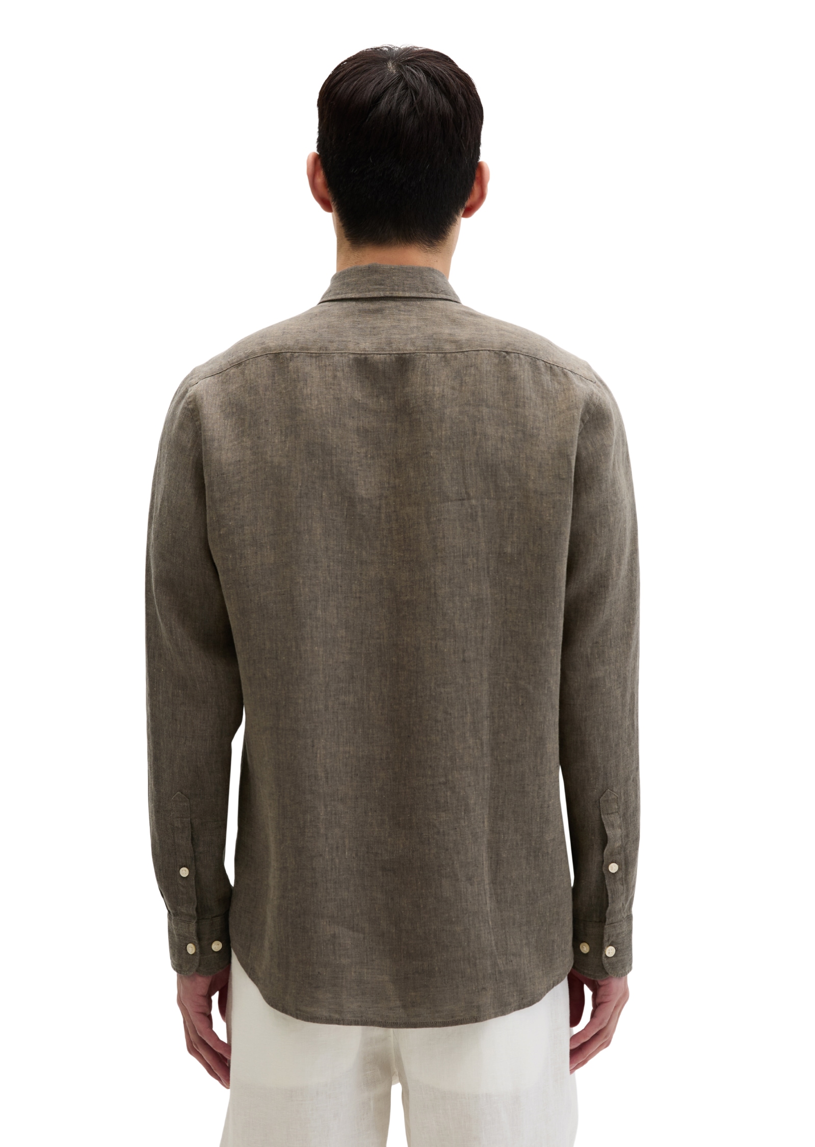 Marc O'Polo Chemise à manches longues coupe ajustée en chambray de lin fin
