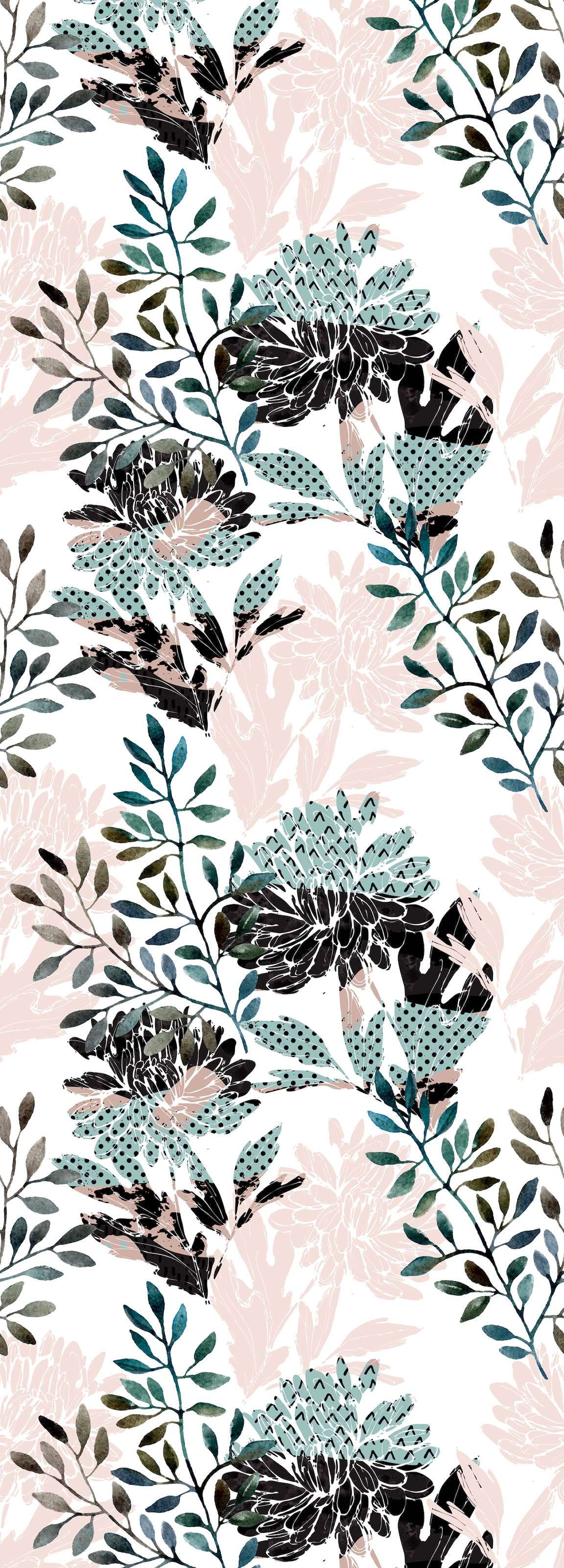 Image of queence Vinyltapete "Linnea" Motiv bedruckt botanisch floral gemustert natürlich glatt 90x250cm, selbstklebend, kinderleichte Anbringung, Sticker