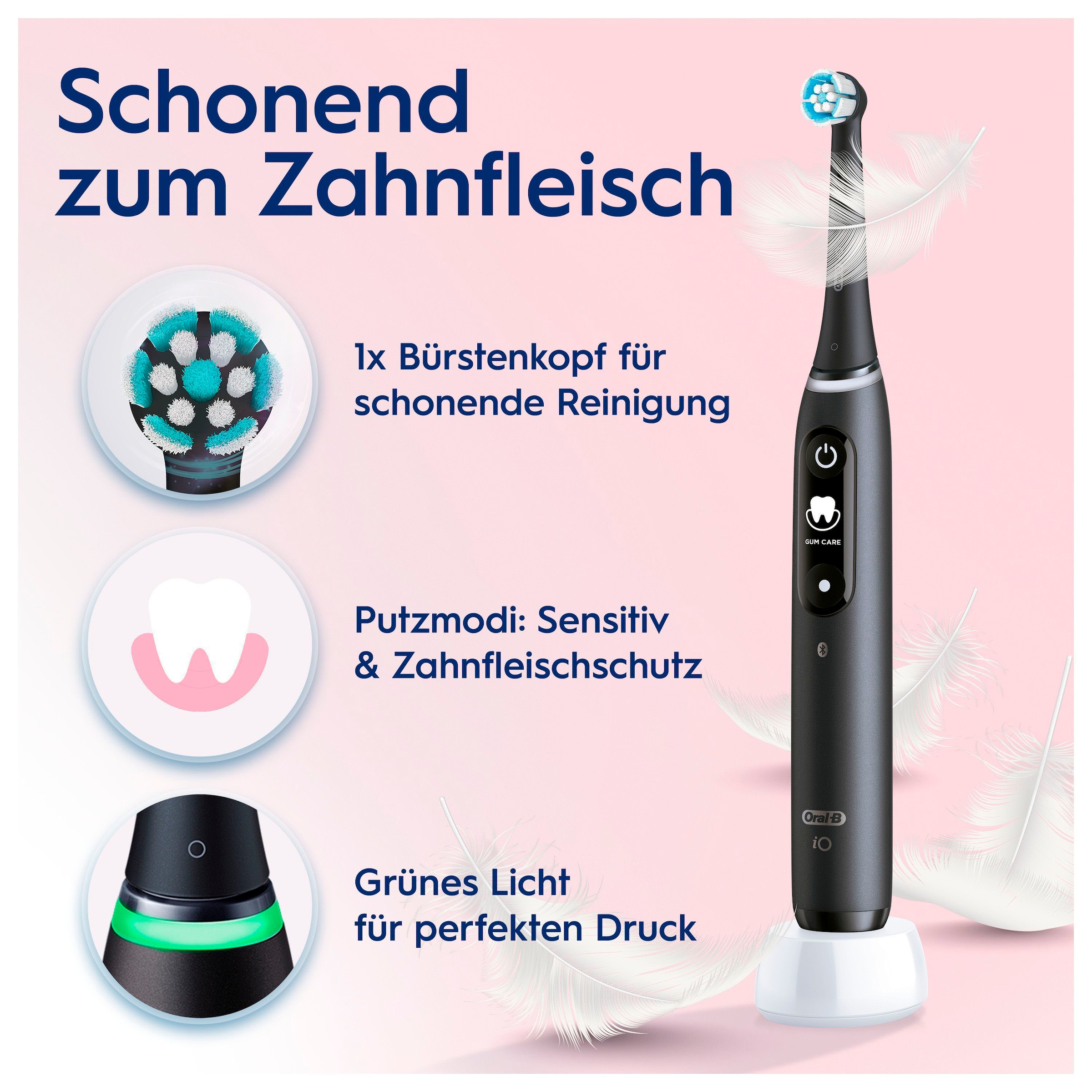 Oral-B Elektrische Zahnbürste »iO 6 Duopack«, 3 St. Aufsteckbürsten, mit Magnet-Technologie, Display, 5 Putzmodi