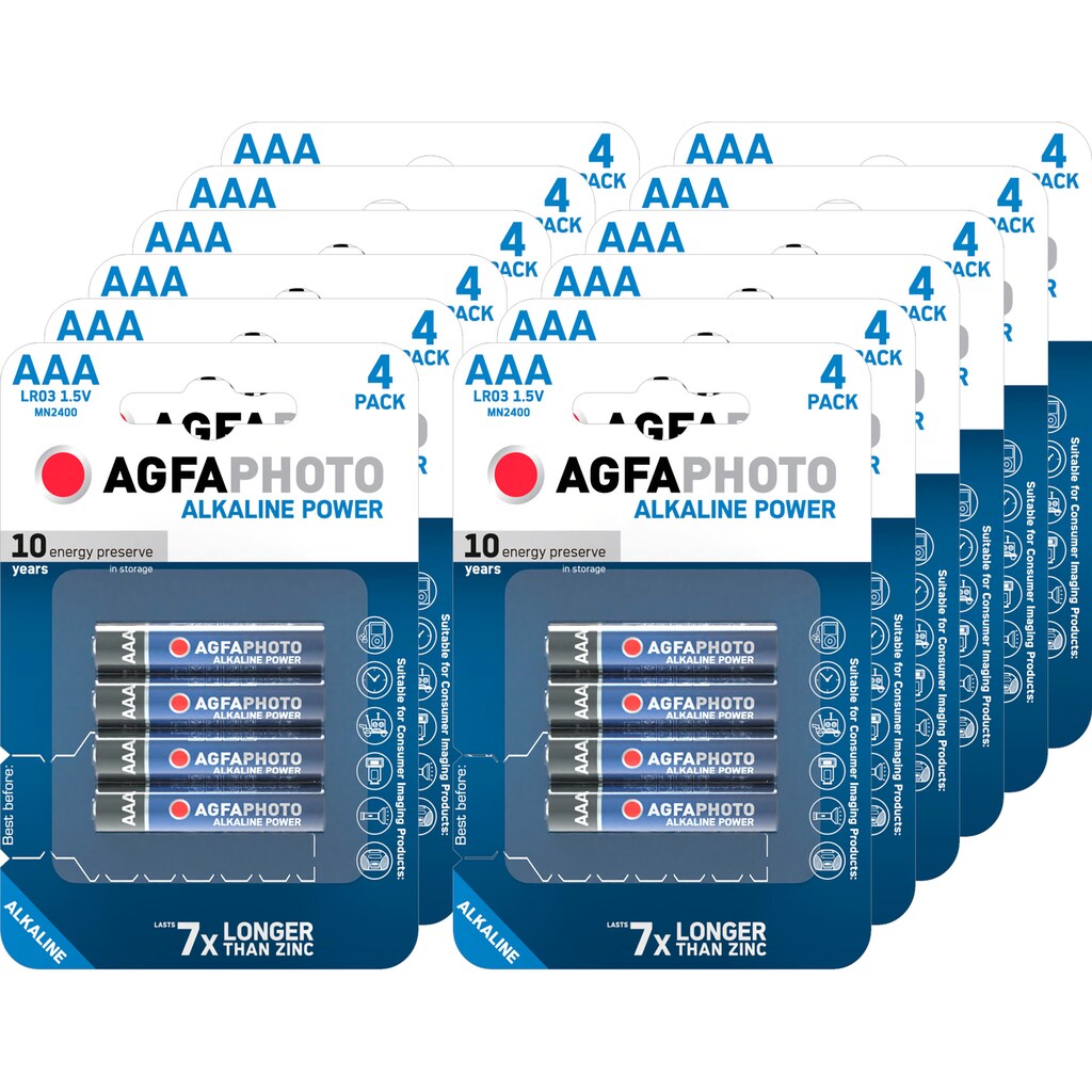 AgfaPhoto Batterie »48er Pack Alkaline, Micro, AAA, LR03, 1.5V, Platinum«, (Packung, 48 St.)