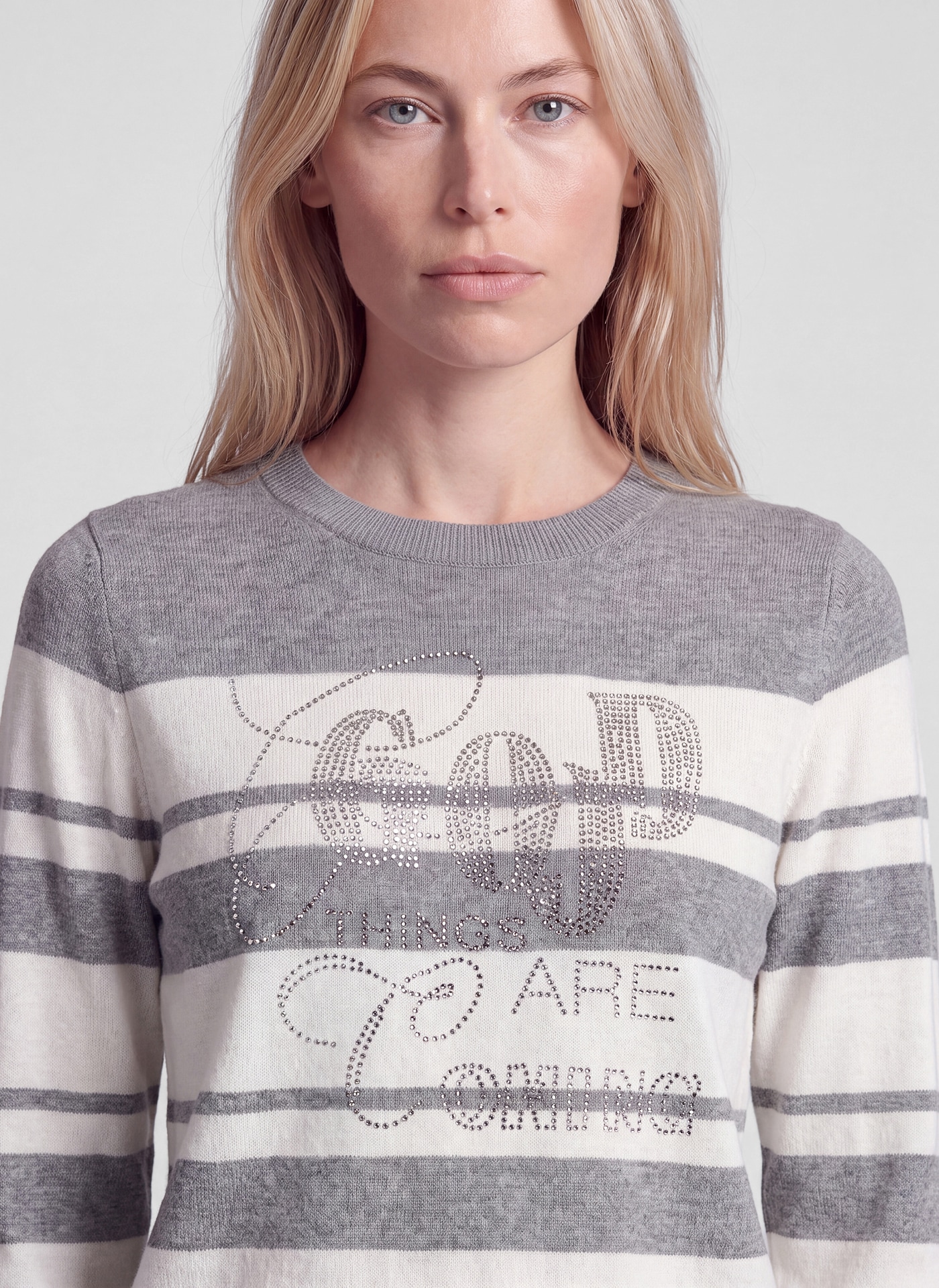 Rabe Pull en tricot im Streifen-Look und mit Glitzersteinen