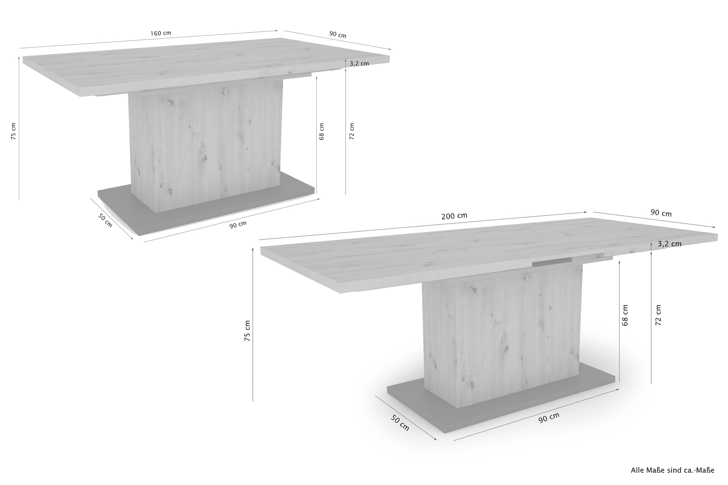 Homexperts Essgruppe »Aiko«, (Set, 5 tlg., Esstisch mit 4 Stühlen), Tisch mit Auszugsfunktion, Breite 160-200 cm