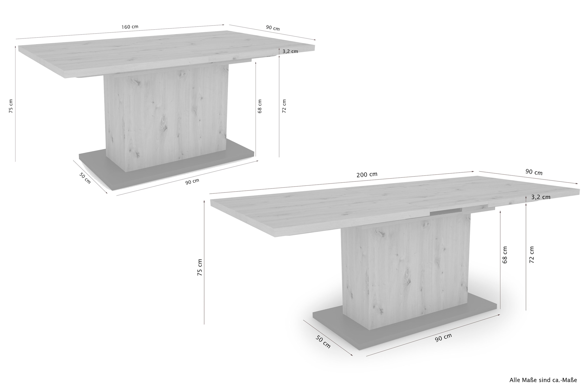 4 Auszugsfunktion, 5 (Set, 160-200 kaufen Homexperts günstig Stühlen), mit mit Breite Essgruppe Tisch tlg., cm »Aiko«, Esstisch