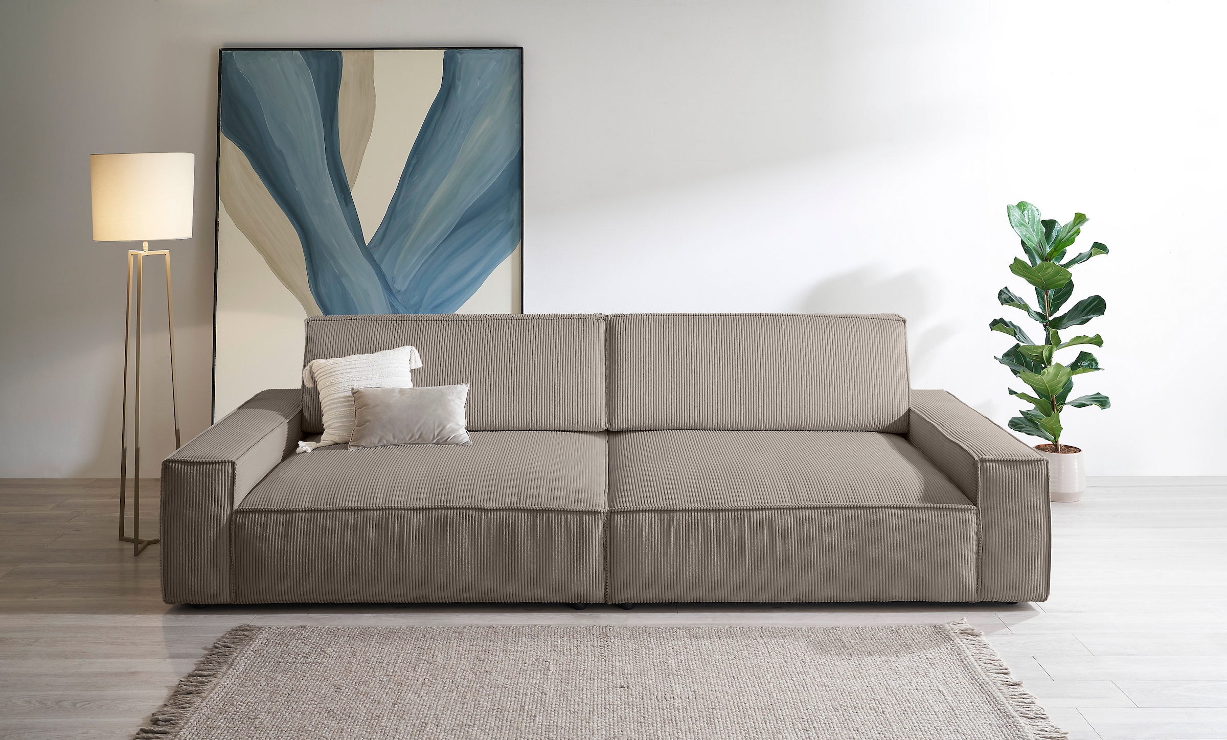 GOODproduct Big-Sofa »SHERWOOD XXL Cord, Big-Sofa (316cm), extra tiefe Sitzfläche 95 cm« bequemer Sitzkomfort, Cord u. Leinenoptik, Kedernaht
