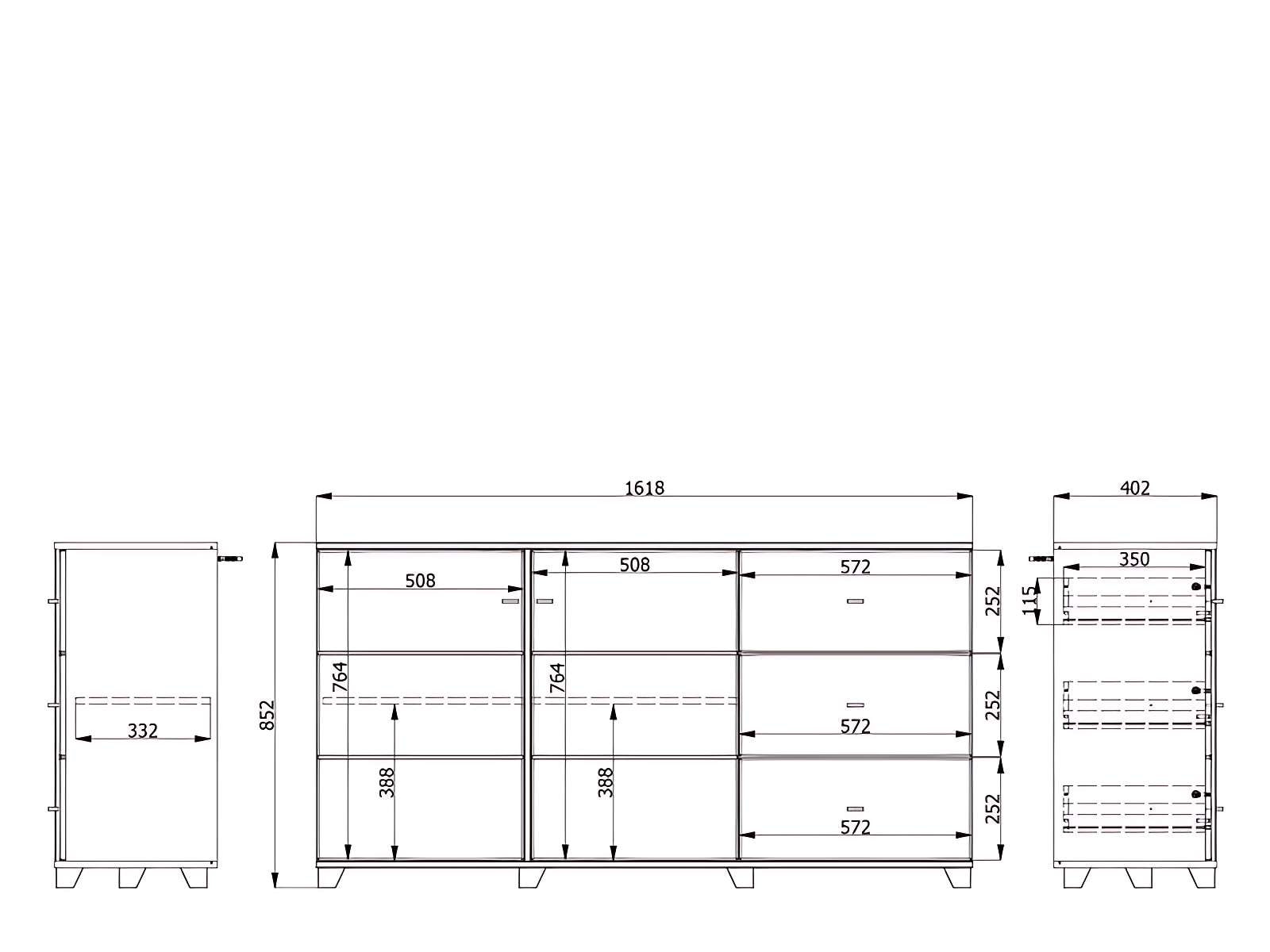 INOSIGN Kommode »Burgundy Sideboard, Schubladenschrank, mit viel Stauraum« Hochglanzfronten und eine Innenausstattung in Flagstaff Eiche
