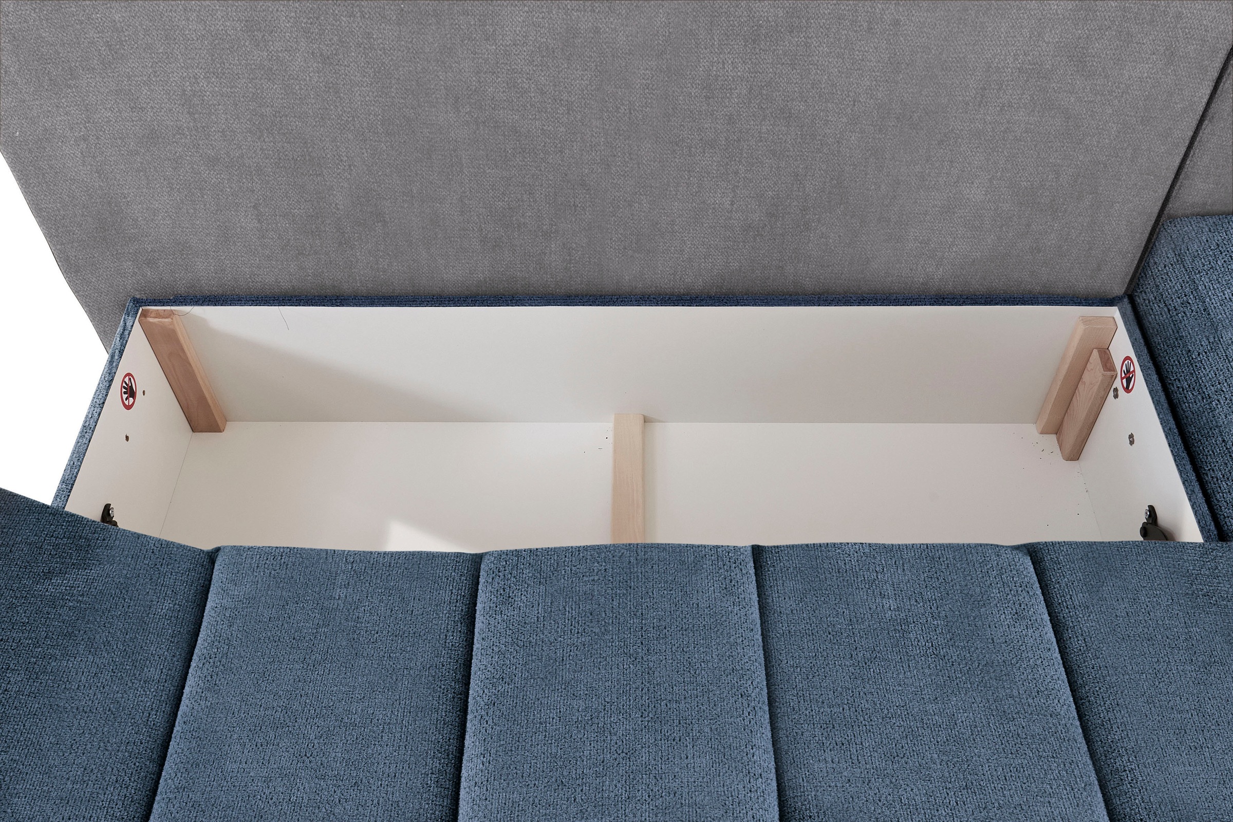 INOSIGN Ecksofa »Imola, elegant und modern, aktuelle Steppung im Sitz, bequem, L-Form«, frei im Raum stellbar, wahlweise mit Bettfunktion und Bettkasten