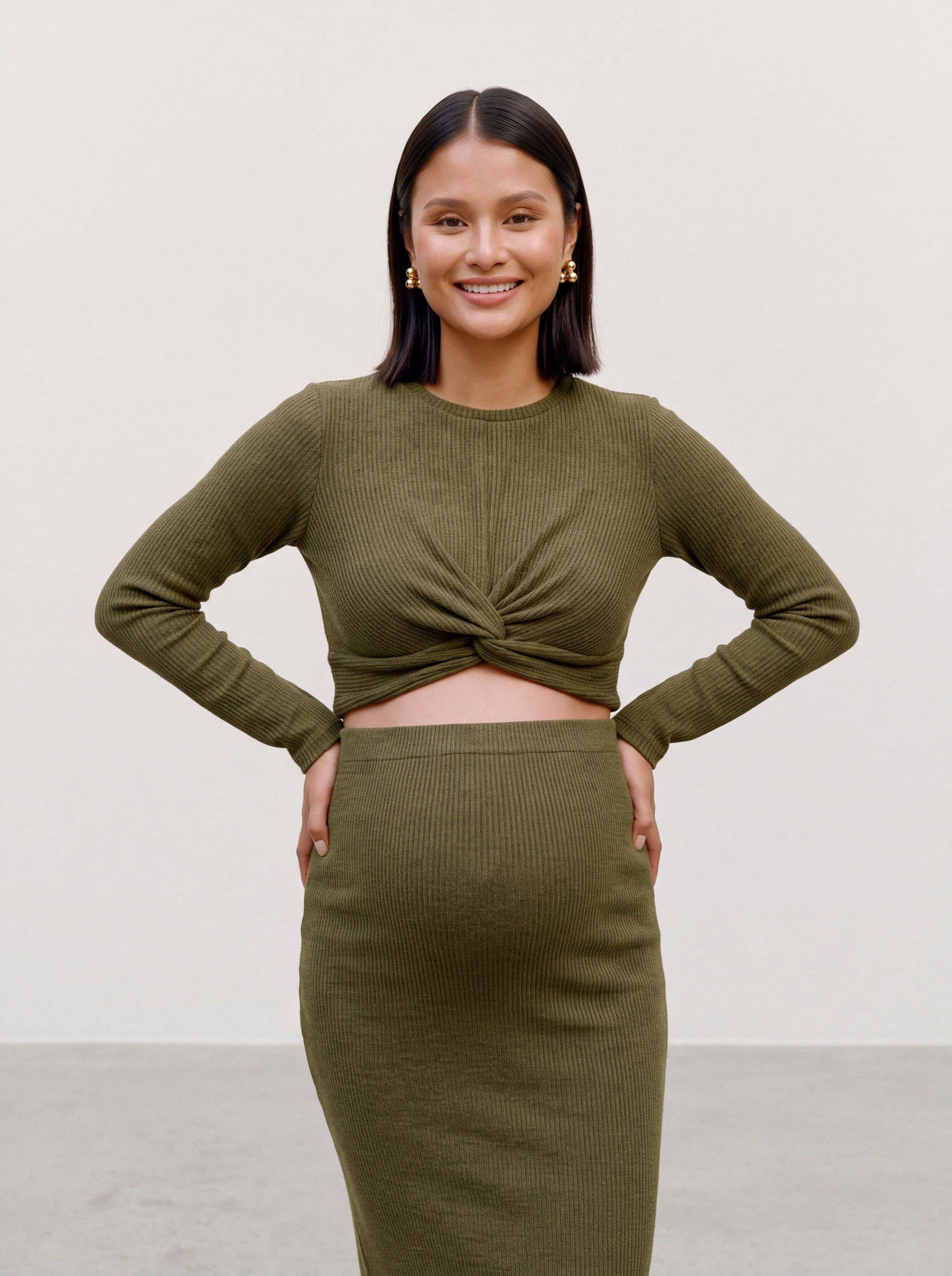 Image of Mamalicious Langarmshirt "MLMELONI LS CROP TOP NOOS" Materialmix, regular fit