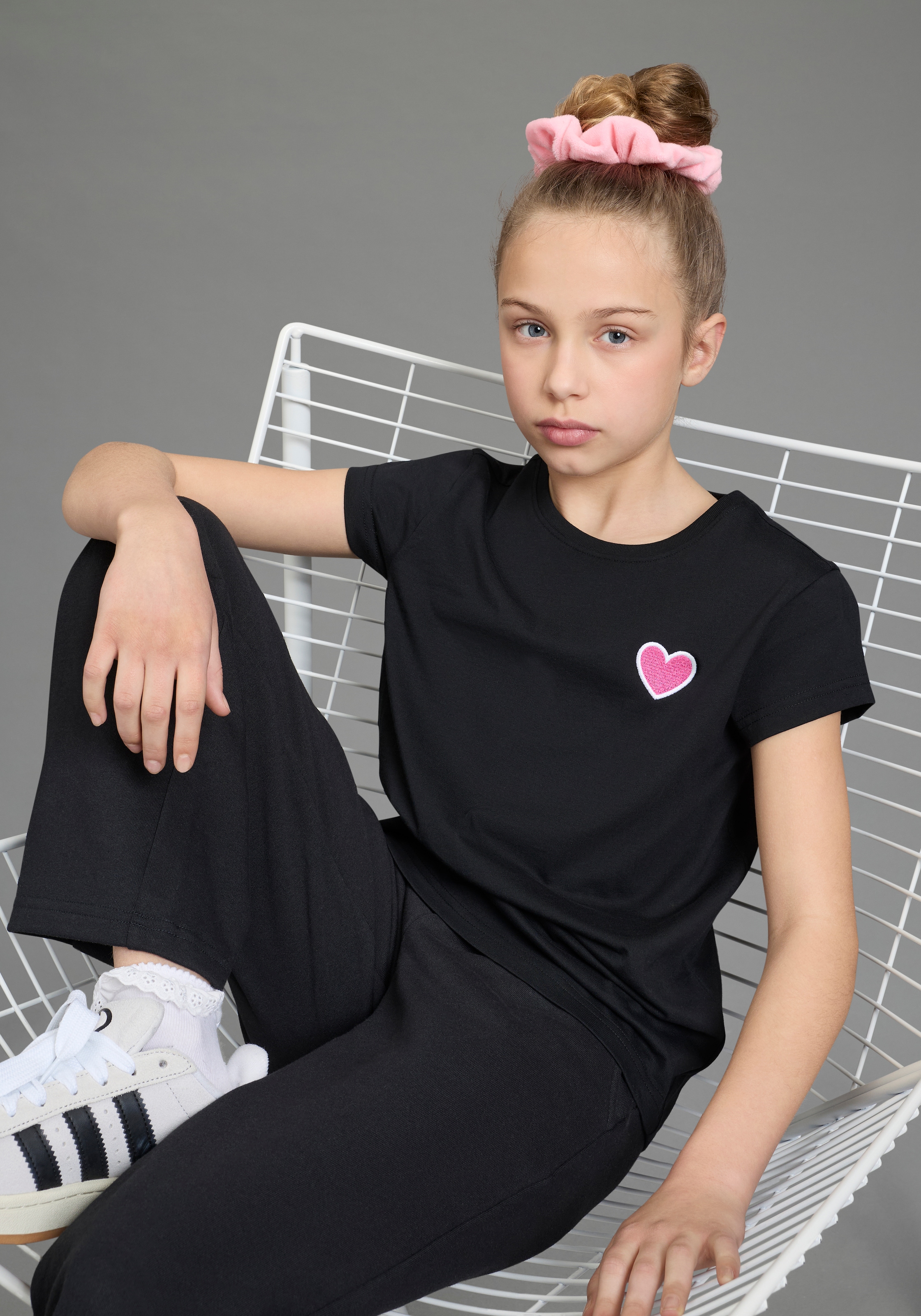 H.I.S T-shirt »3er Pack H.I.S Shirts mit Stickerei für Mädchen« Packung, 3, 3 pièces für Mädchen, Kurzarm, Basic Passform, aus Baumwolle