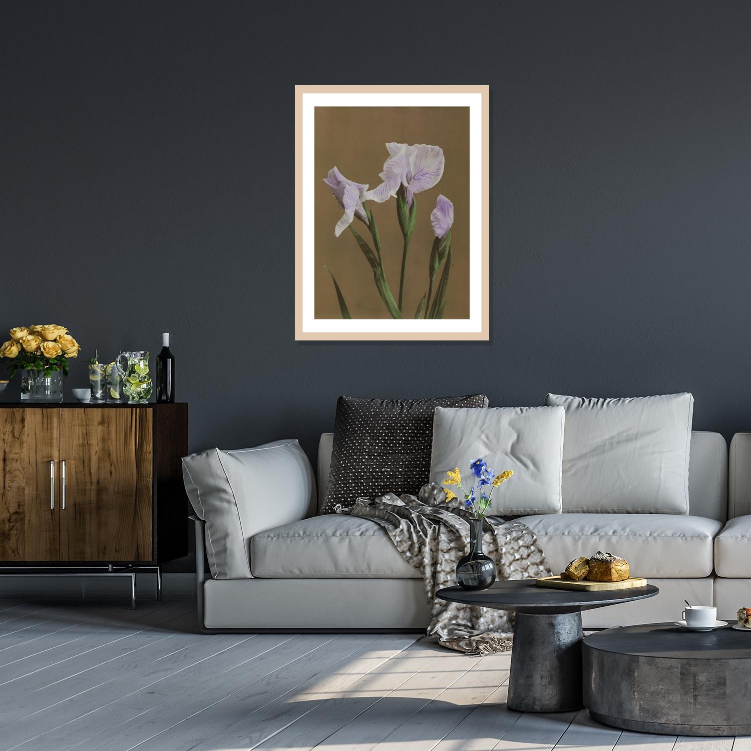 Image of queence Bild mit Rahmen "Irma" Blumenbilder Kunst Pflanze Premium Rahmenbild