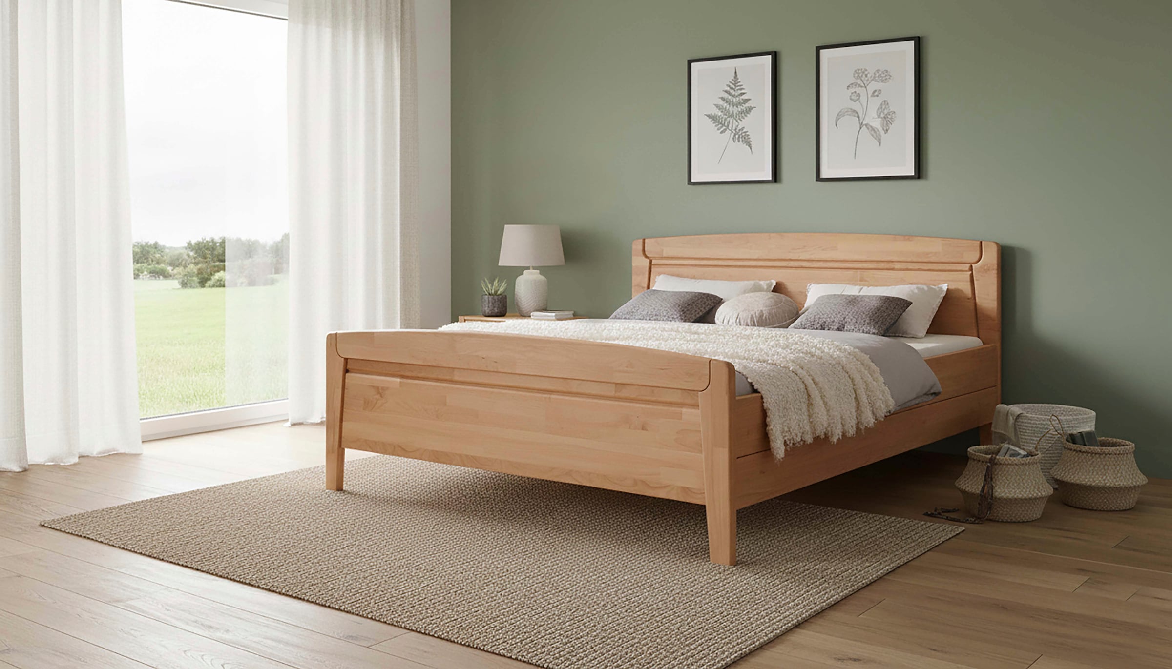 WIEMANN Funktionsbett »Lausanne, Bettgestell, Bettrahmen, teilmassiv Erle« 4-fache Liegehöhenverstellung, MADE IN GERMANY,  Kopf- und Fussteil aus Massivholz, zwei Grössen, Bettseitenhöhe 43 cm