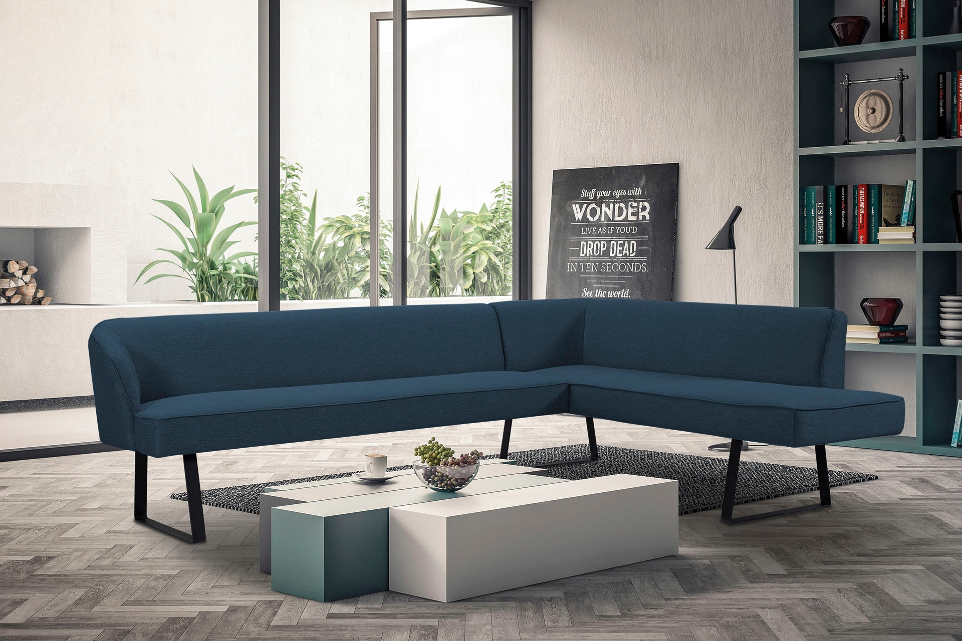 exxpo - sofa fashion Eckbank »Americano« mit Keder und Metallfüssen, Bezug in verschiedenen Qualitäten