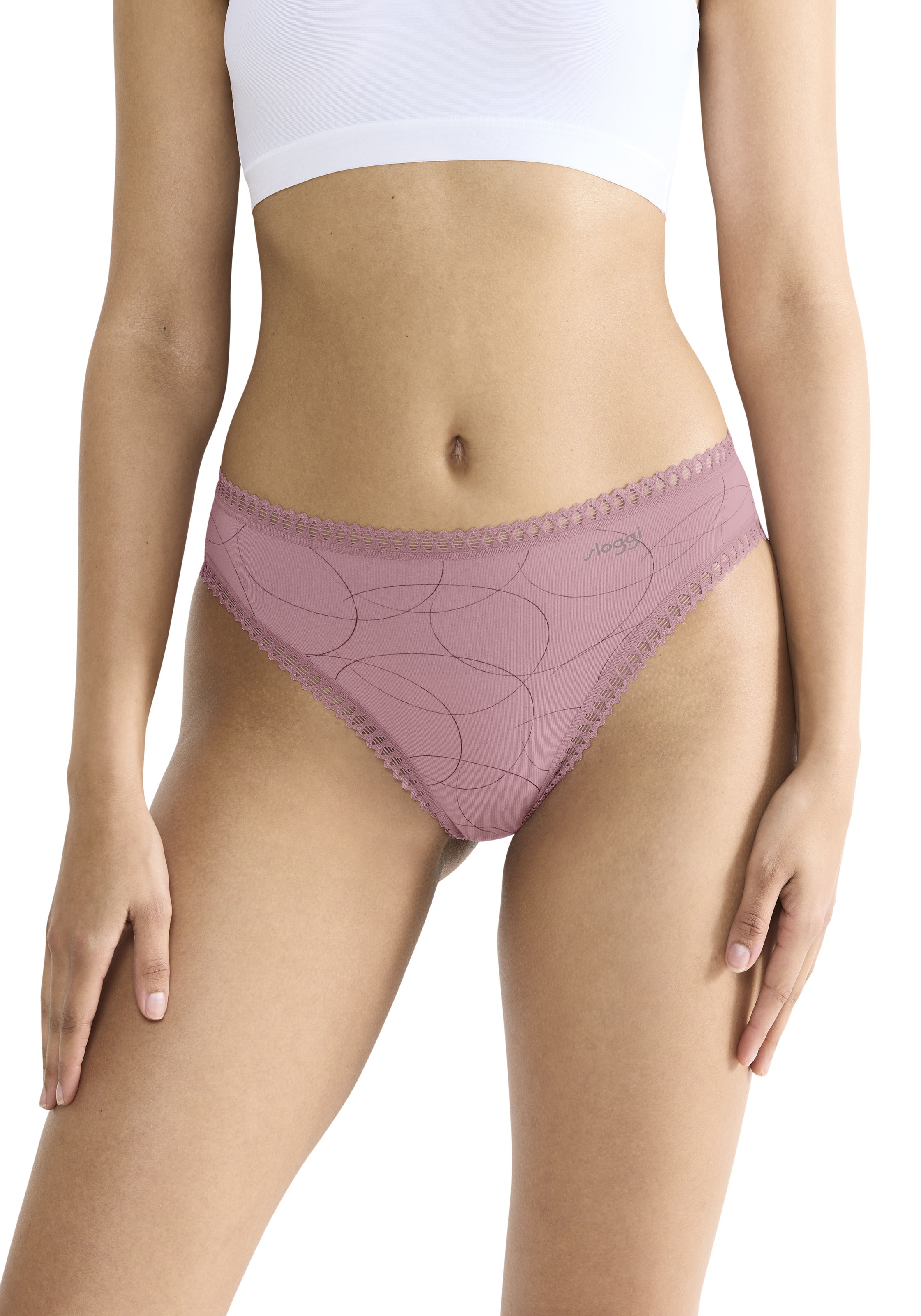 sloggi Slip »GO Crush«, (3er Pack), hoher Beinausschnitt, Spitze, feminin, weich, elastisch, Baumwollmix
