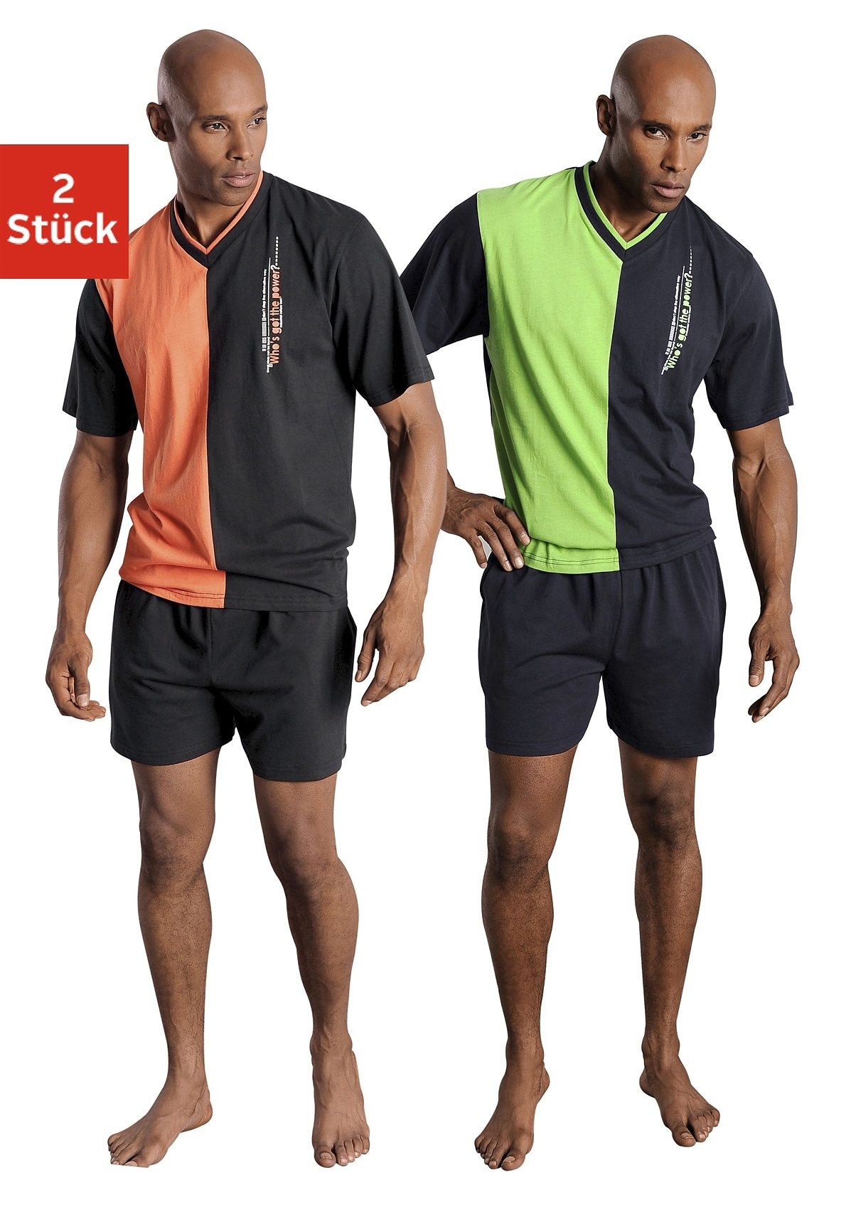 Image of le jogger Pyjama Packung, 2 Stück, 4 tlg. mit 2-farbigem T-Shirt