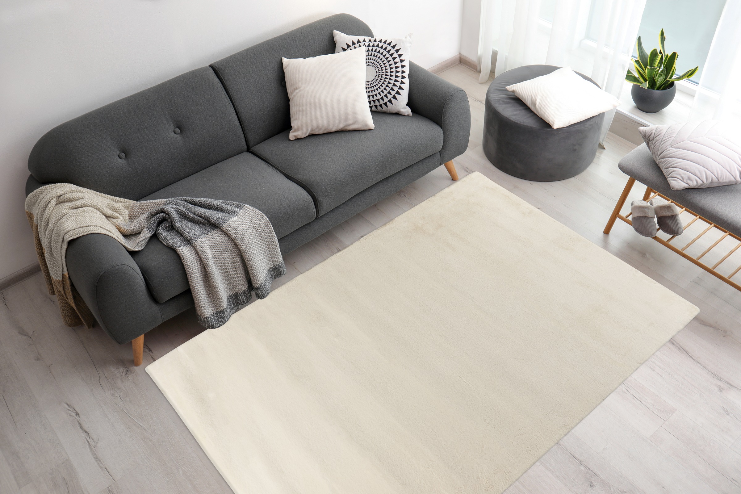 me gusta Teppich »Rabbit Prime 125«, rechteckig, 18 mm Höhe, Kaninchenfell Haptik, flauschig weich, geeignet für Fussbodenheizung