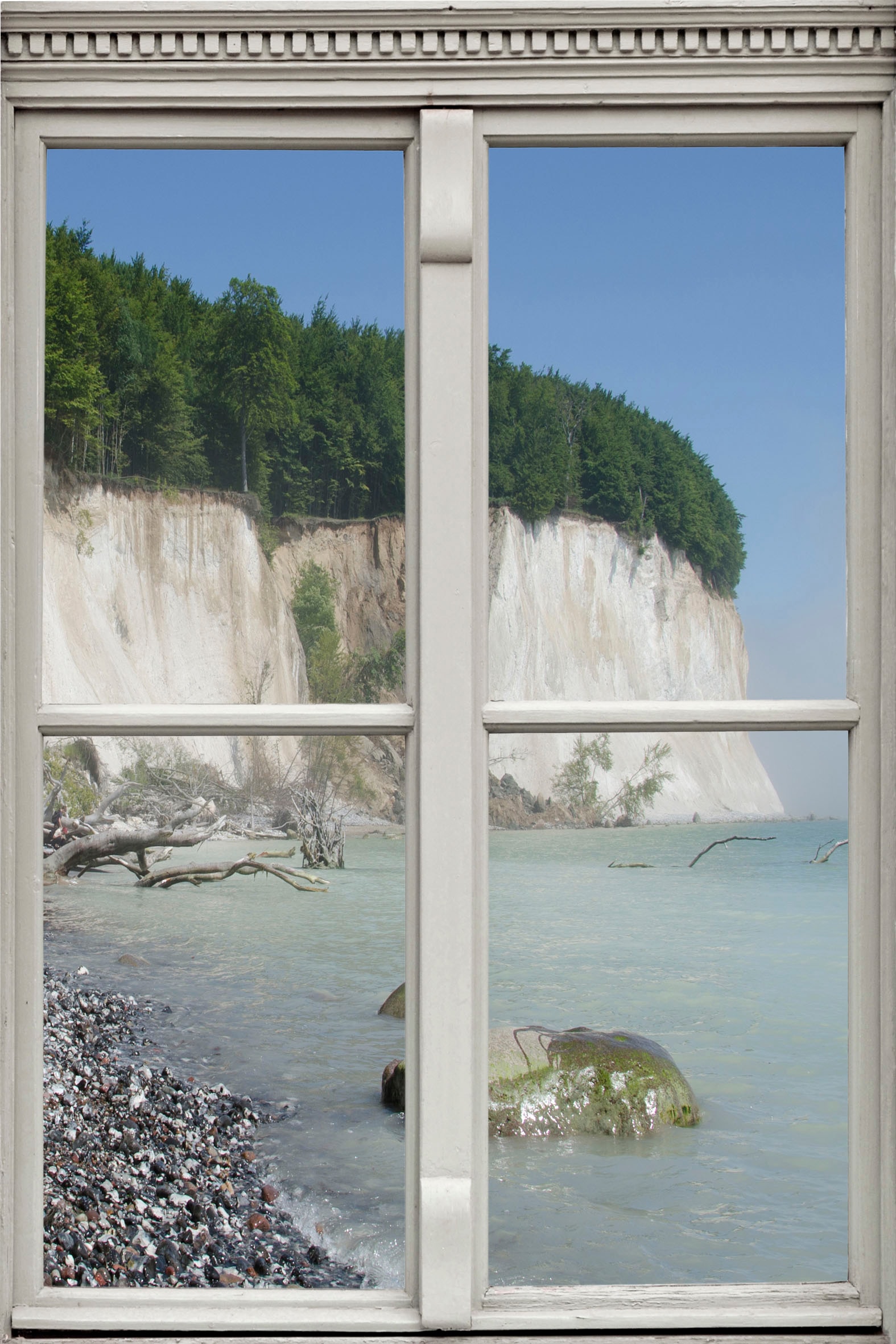 Image of queence Wandsticker "Steinstrand" Wandsticker, Wandbild, selbstklebend, 3D, Fenster