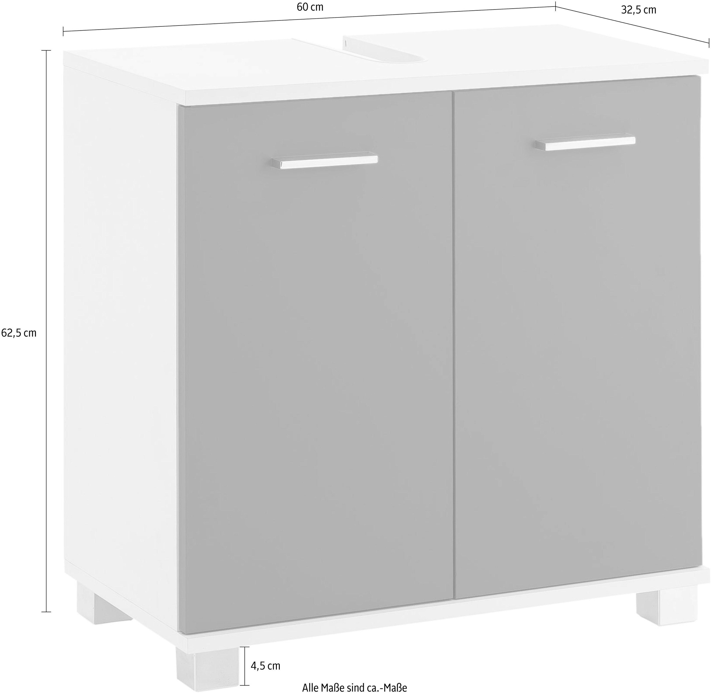 Schildmeyer Waschbeckenunterschrank »Lumo«, Breite 60 cm, mit 2 Türen & Metallgriffen