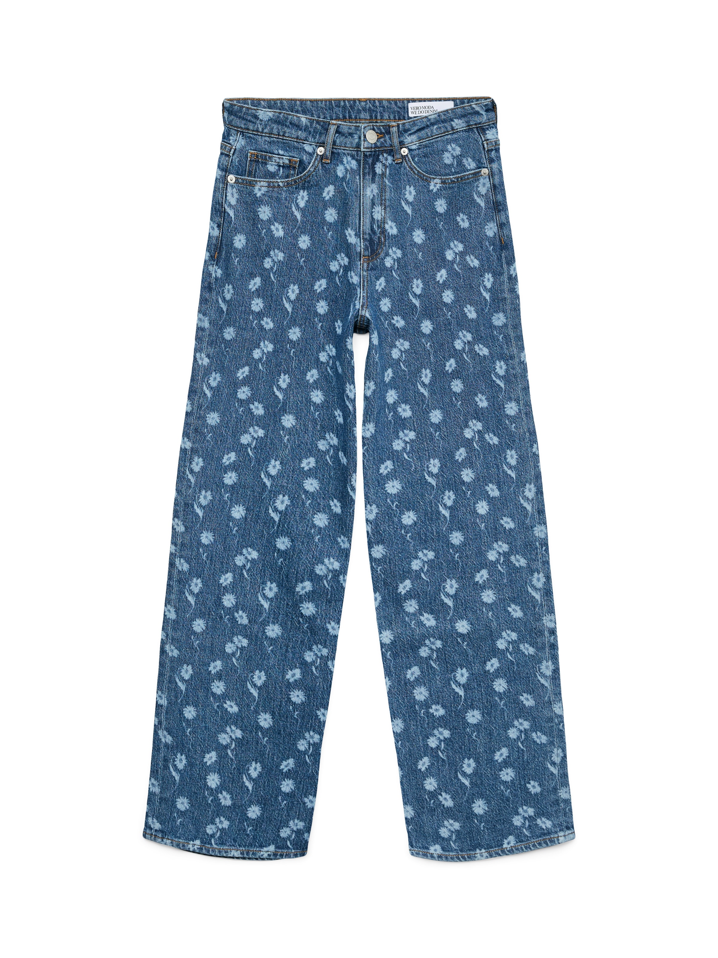 Vero Moda Straight-Jeans »VMTESSA HR WIDE FLOWER DENIM JEANS RA380« mit Blumenmuster