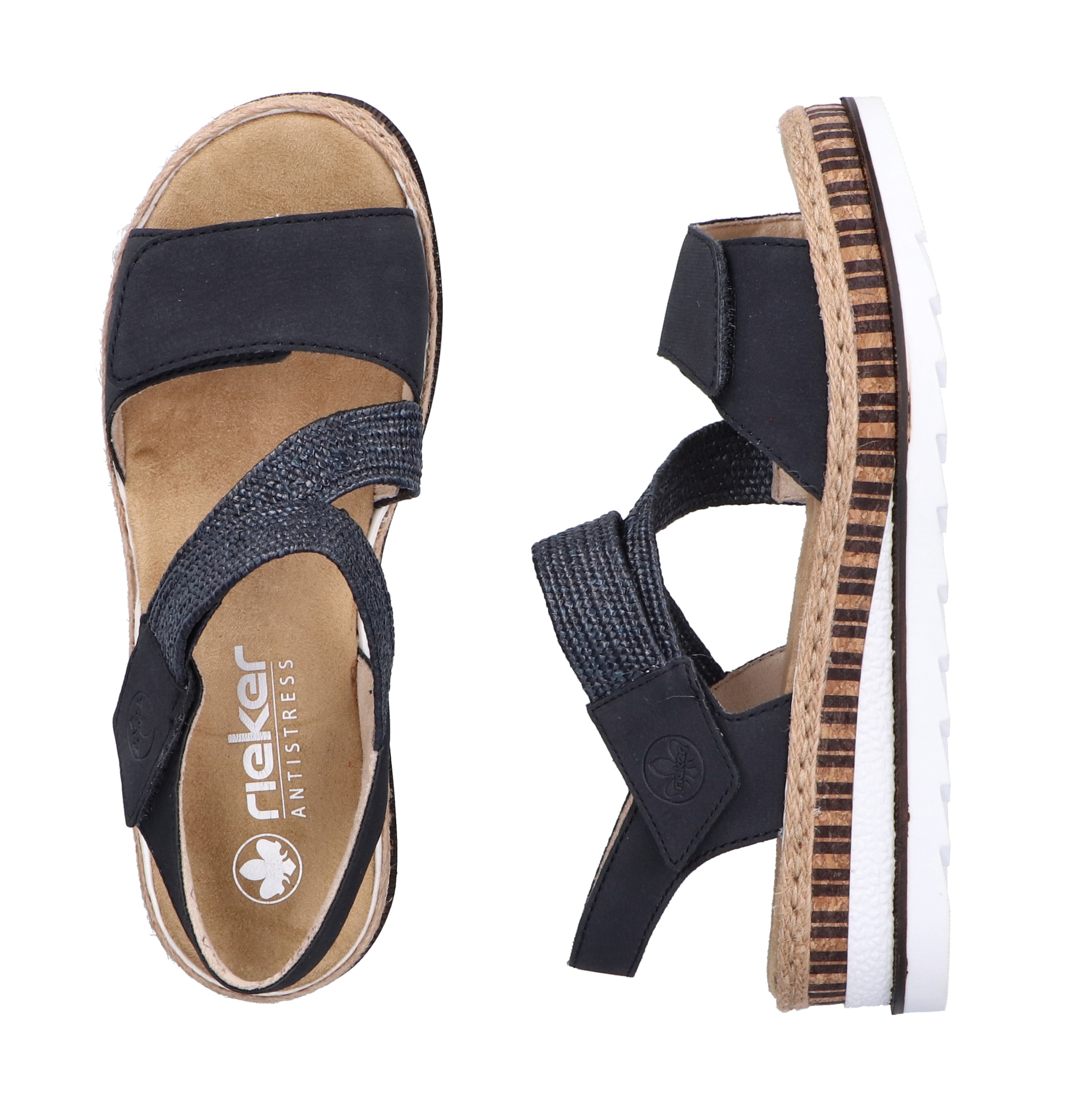 Rieker Sandales compensées  Riemchensandale, Sommerschuh, Urlaubschuh mit Klettriemchen