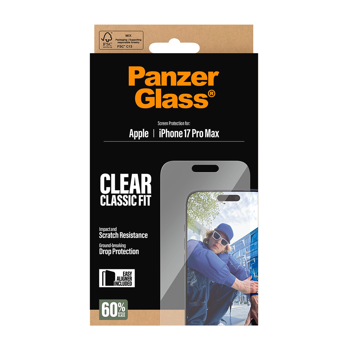 CARE by PanzerGlass Verre de protection d'écran »Classic Fit Screen Protector« für Apple iPhone 17 Pro Max Displayschutzfolie, Schutzfolie, Bildschirmschutz, kratz- & stossfest