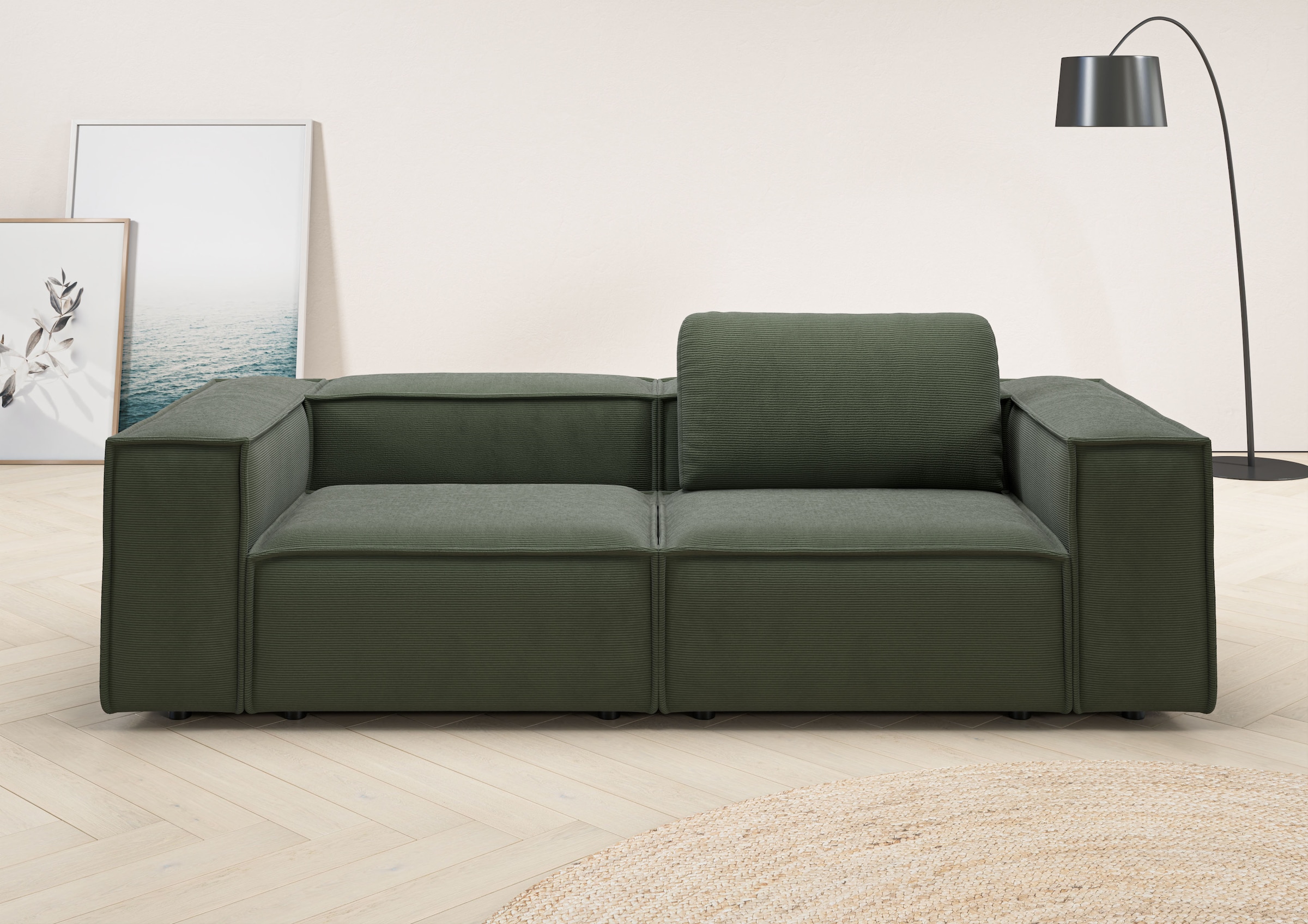 Image of Home affaire 2-Sitzer "Watertown, modern, Sofa 246 cm breit, in 2 Tiefen, Japandi Design" stilvolles Sofa Tiefe 98cm, mit extra breiter Sitzfläche, Feincord